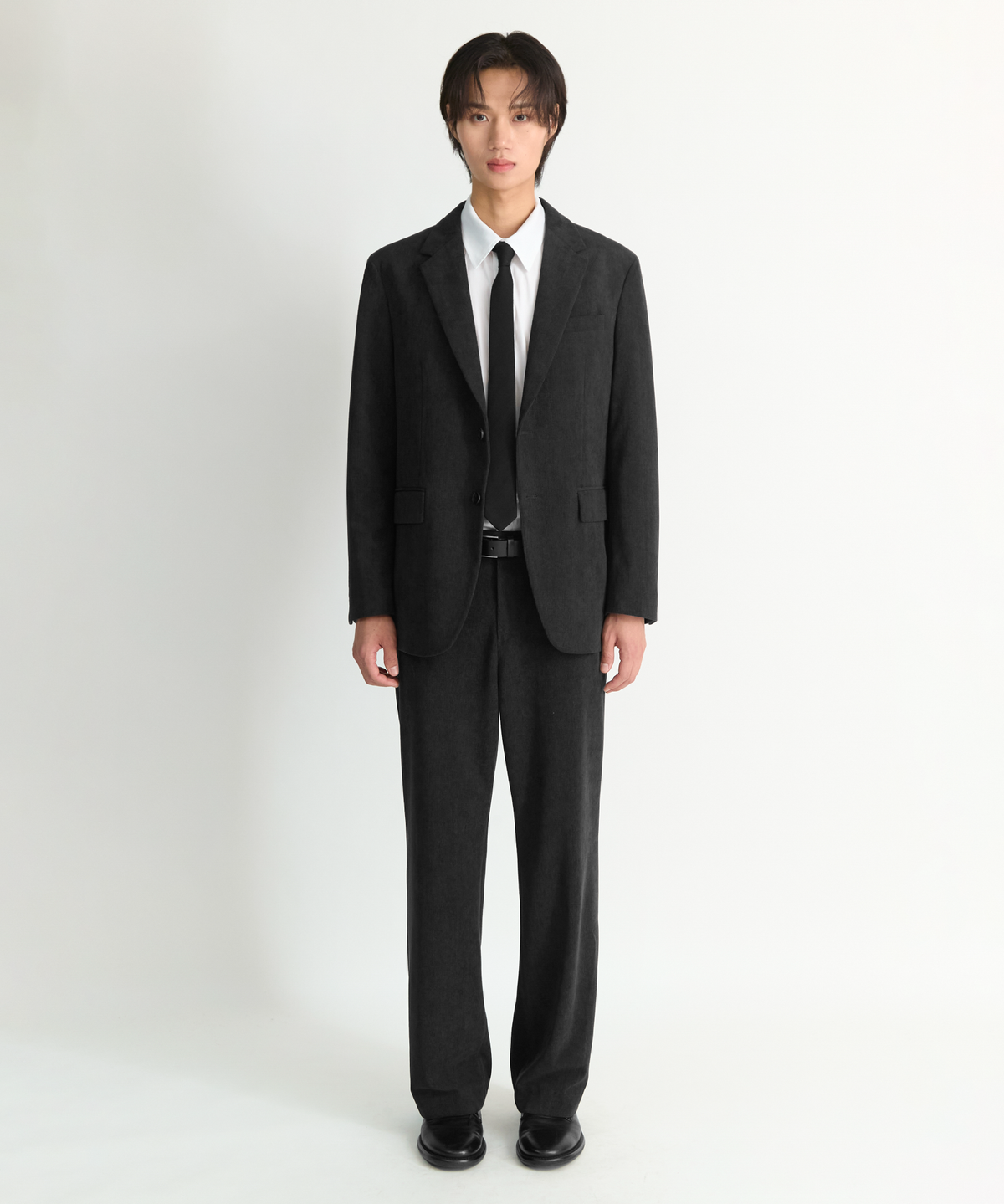 넌블랭크(NONBLANK) 코듀로이 세미 오버 핏 셋업 수트_DARK GREY