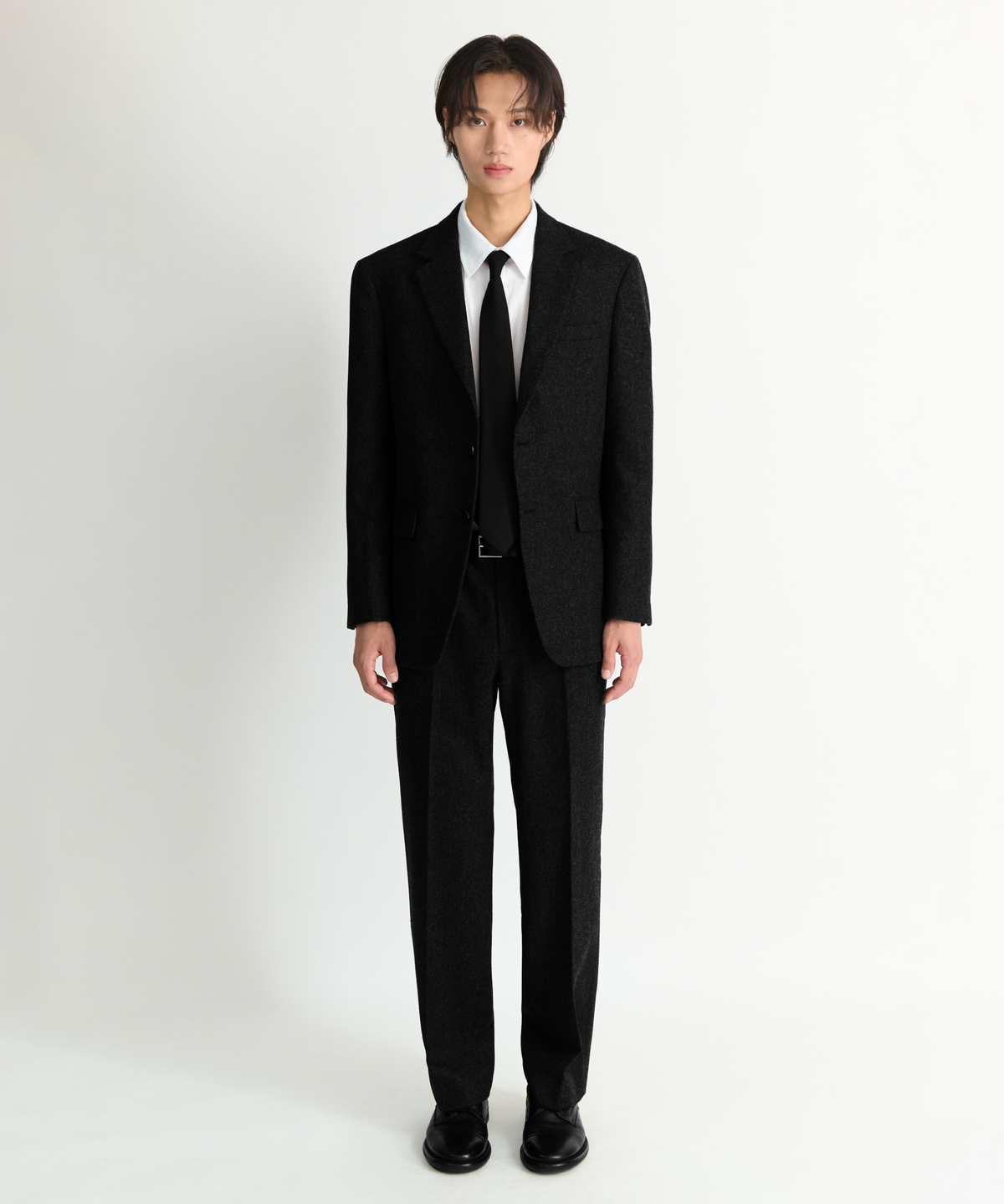 넌블랭크(NONBLANK) 울 플란넬 세미 오버 핏 셋업 수트_BLACK