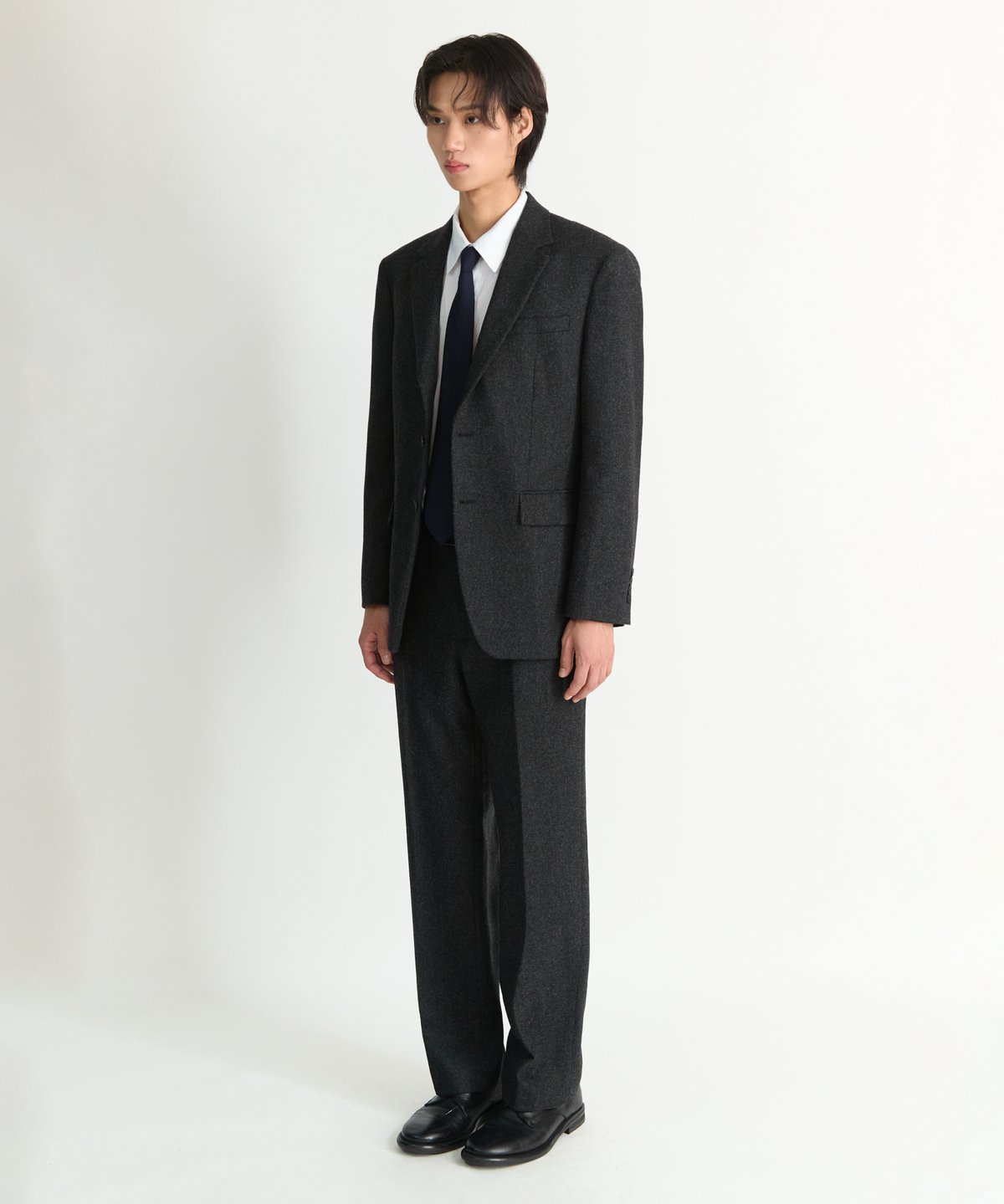 넌블랭크(NONBLANK) 울 플란넬 세미 오버 핏 셋업 수트_DARK GREY