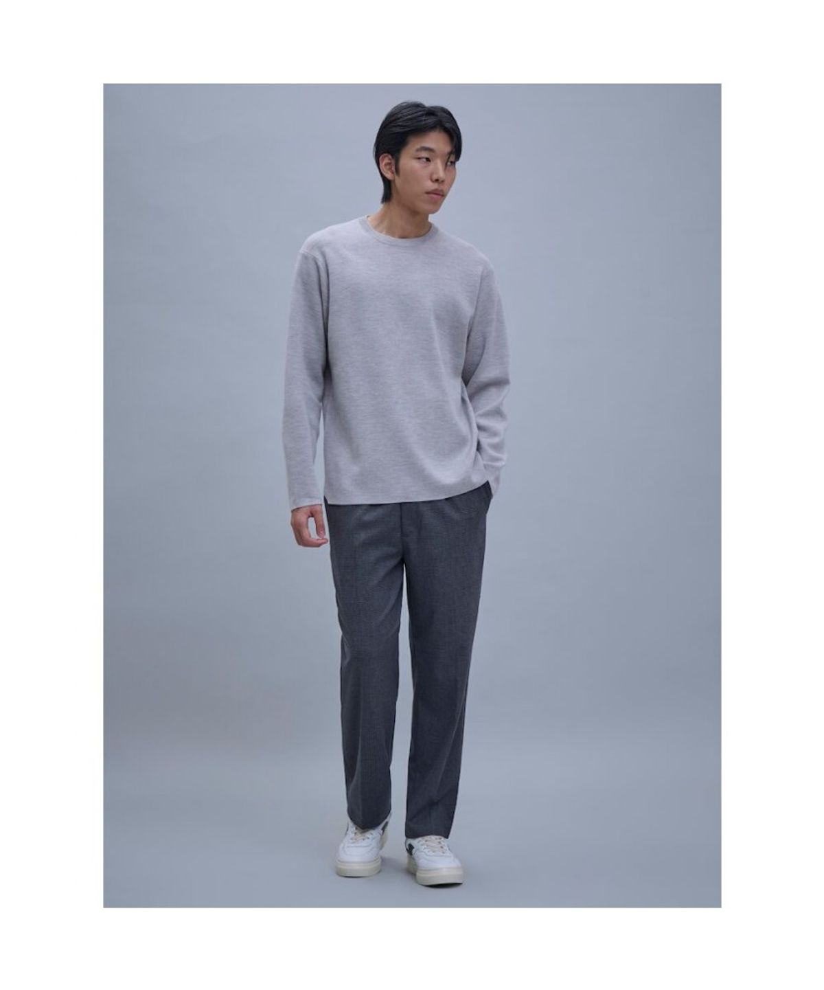 시프트지(SHIFT.G) Basic Crewneck Sweater  Light Grey