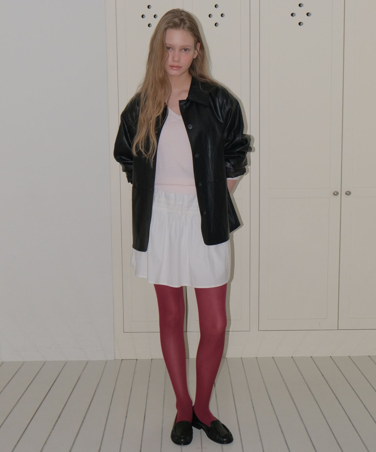 어몽(AMONG) A FAUX LEATHER JACKET BLACK