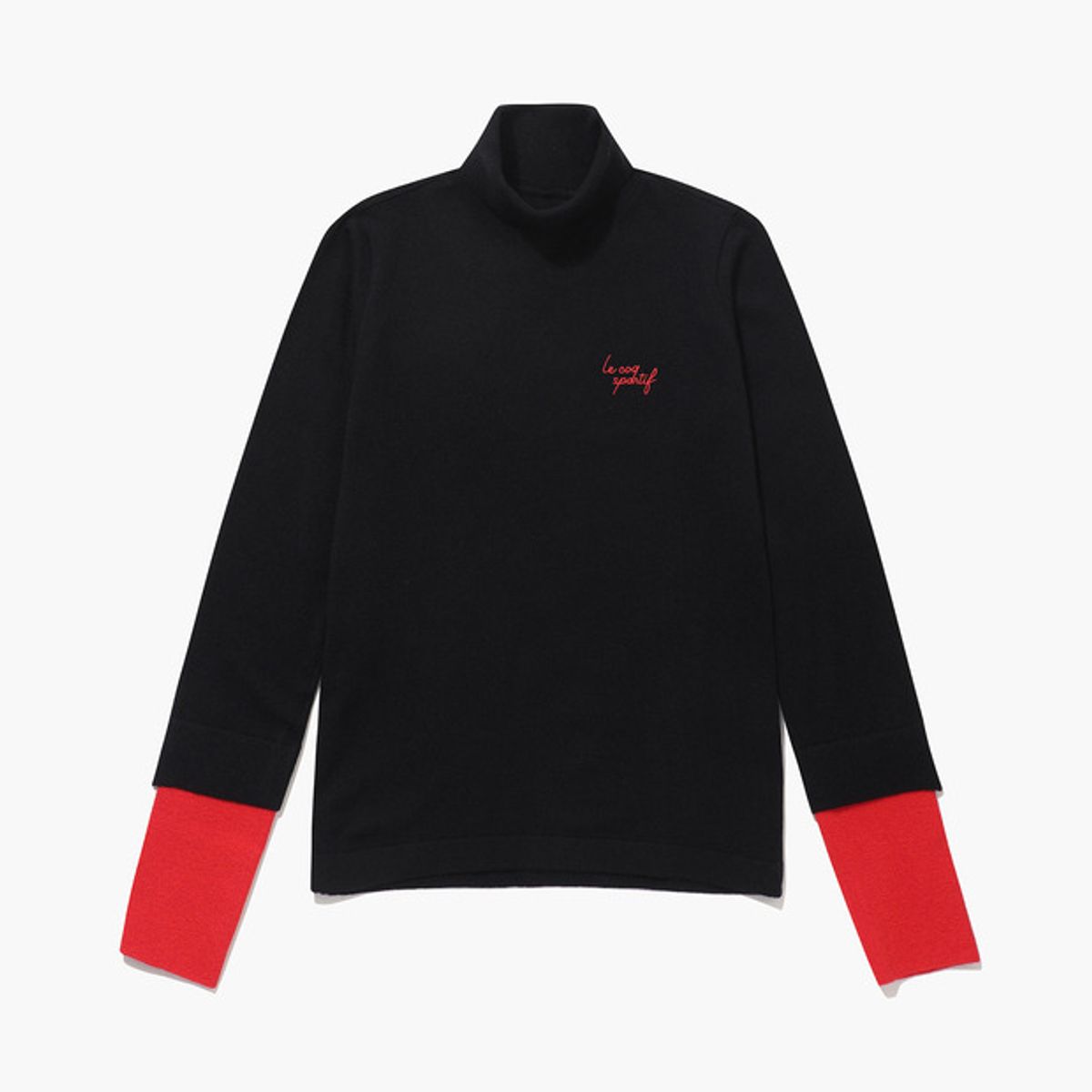 르꼬끄 골프(LECOQ GOLF) 여성 소매 배색 하이넥 스웨터 (GP322LKP95)