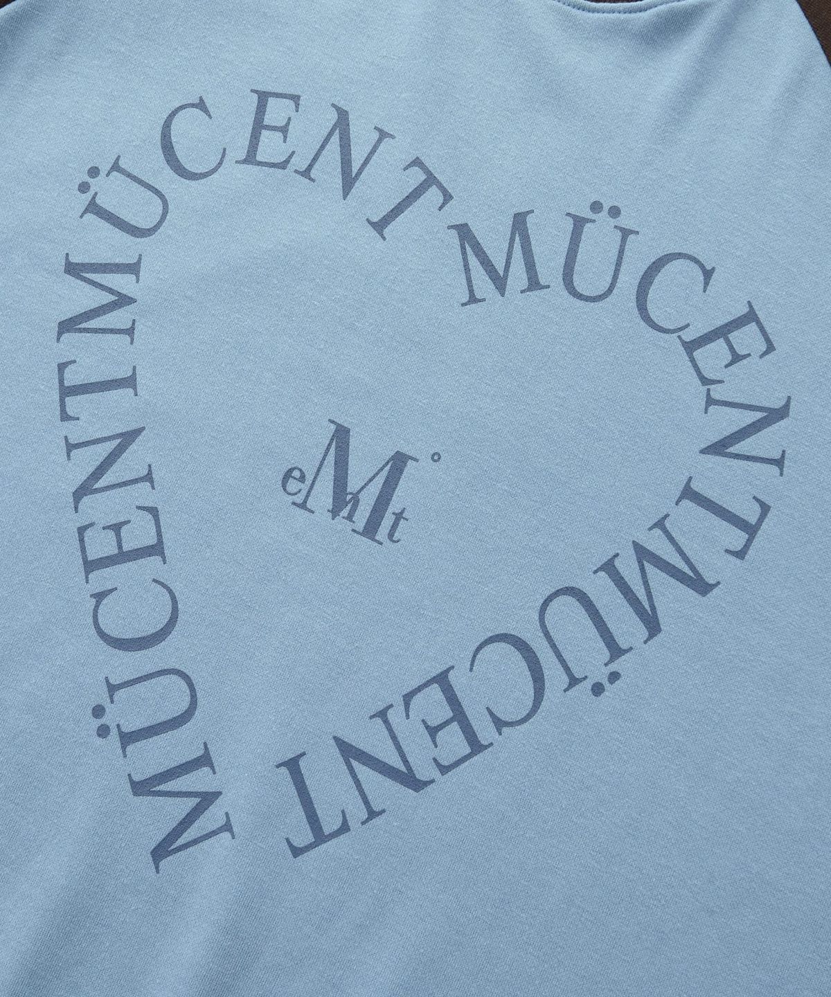무센트(MUCENT) 하트 레터링 나그랑 배색 맨투맨 남녀공용 (4컬러)