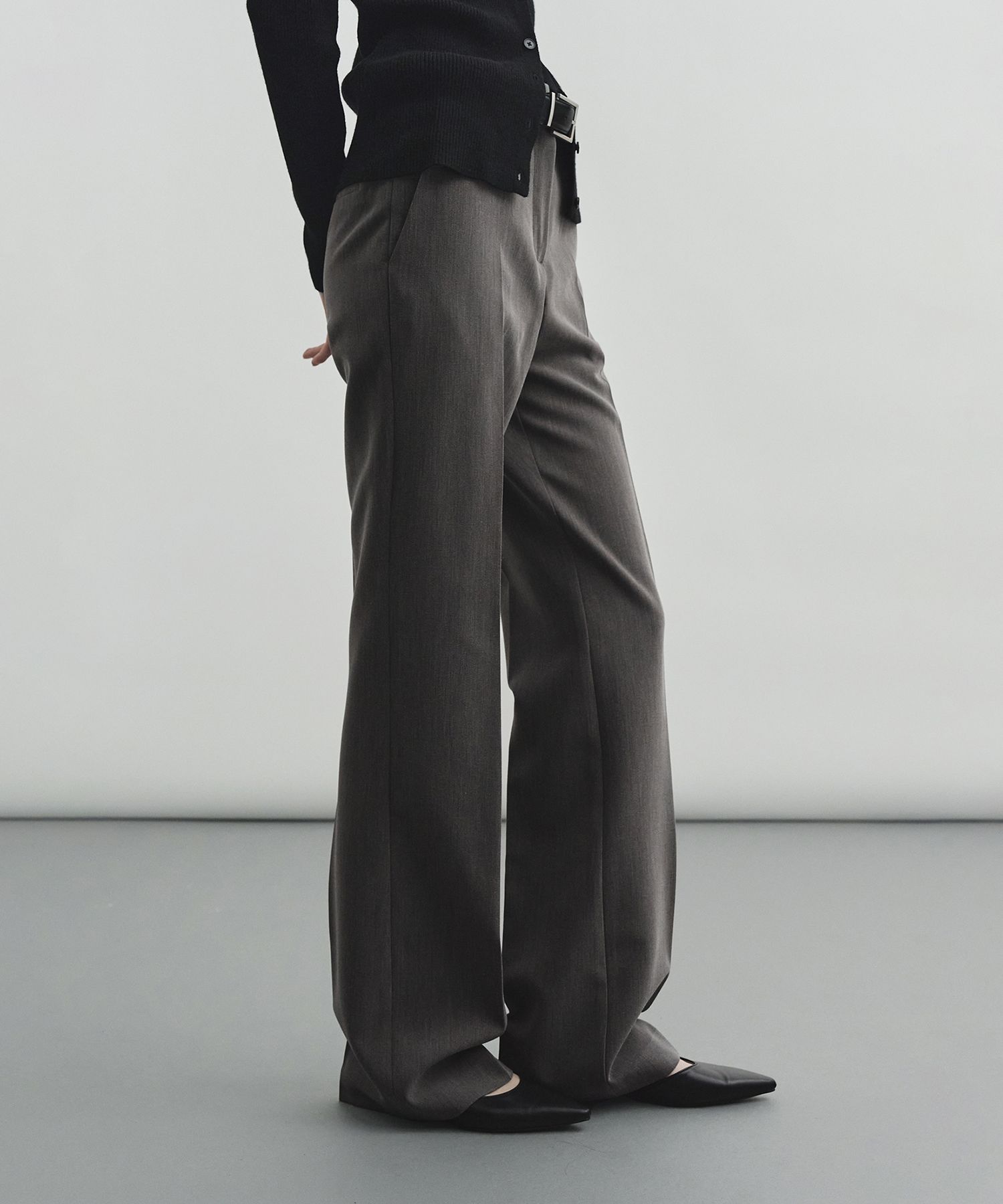 【MODERNIF】Miller semi-wide slacks Paula Smocked-Waist Organic Cotton Pant