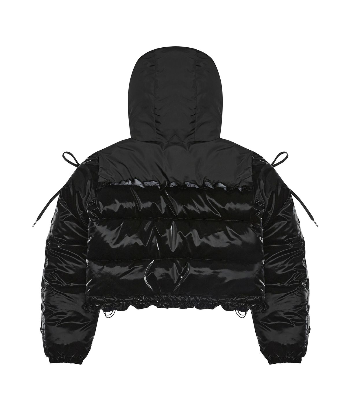 러브이즈트루(LUVISTRUE) AM RIBBON FRILL PUFFER JACKET(BLACK)