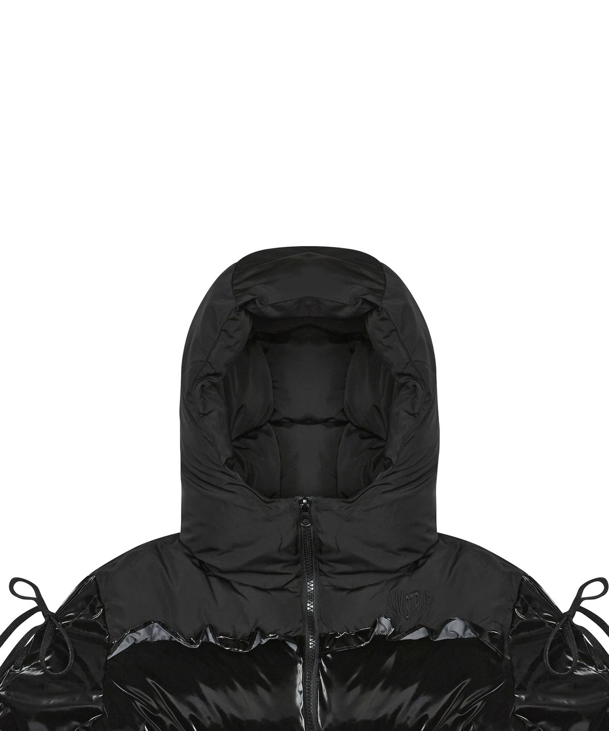 러브이즈트루(LUVISTRUE) AM RIBBON FRILL PUFFER JACKET(BLACK)