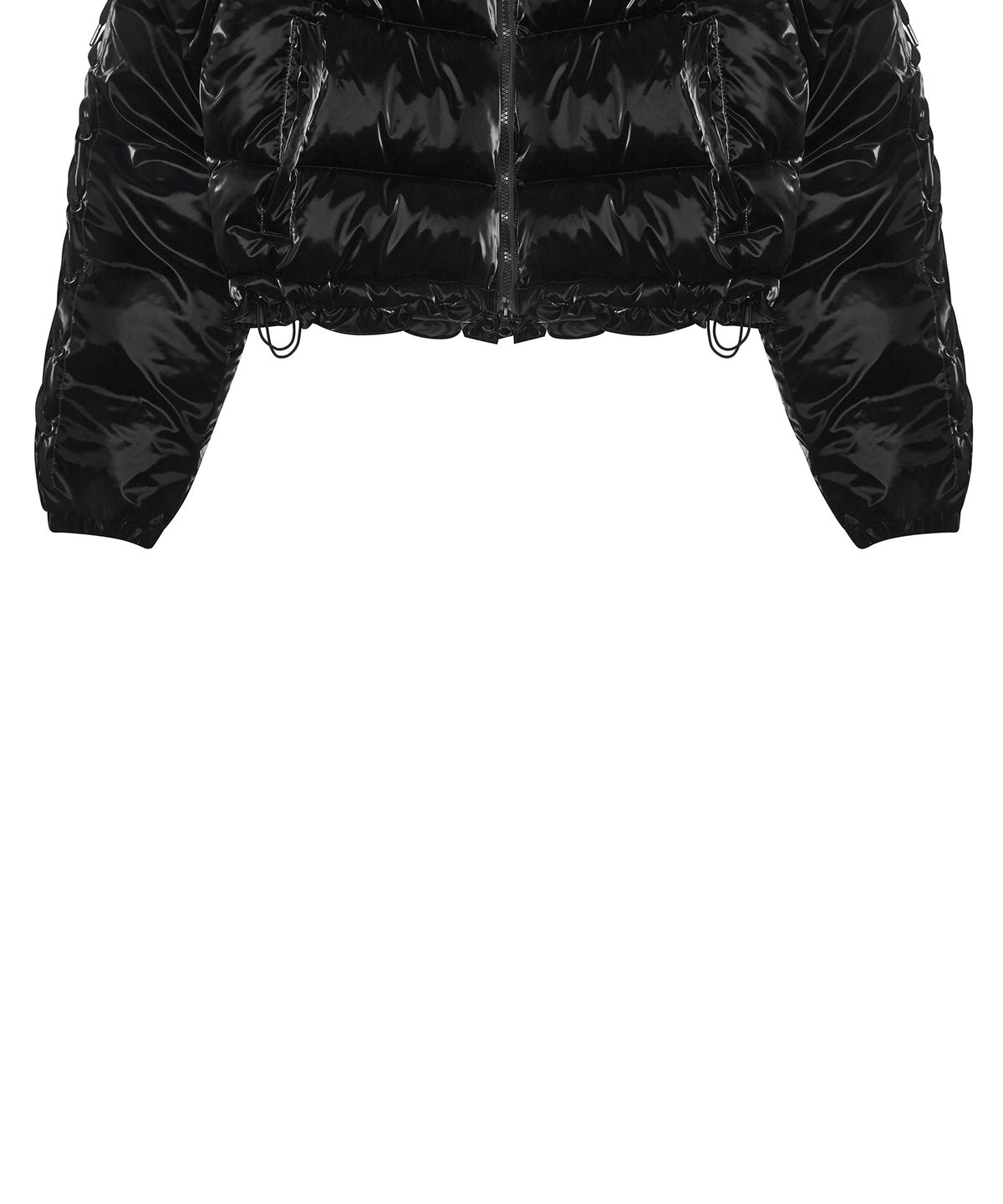 러브이즈트루(LUVISTRUE) AM RIBBON FRILL PUFFER JACKET(BLACK)