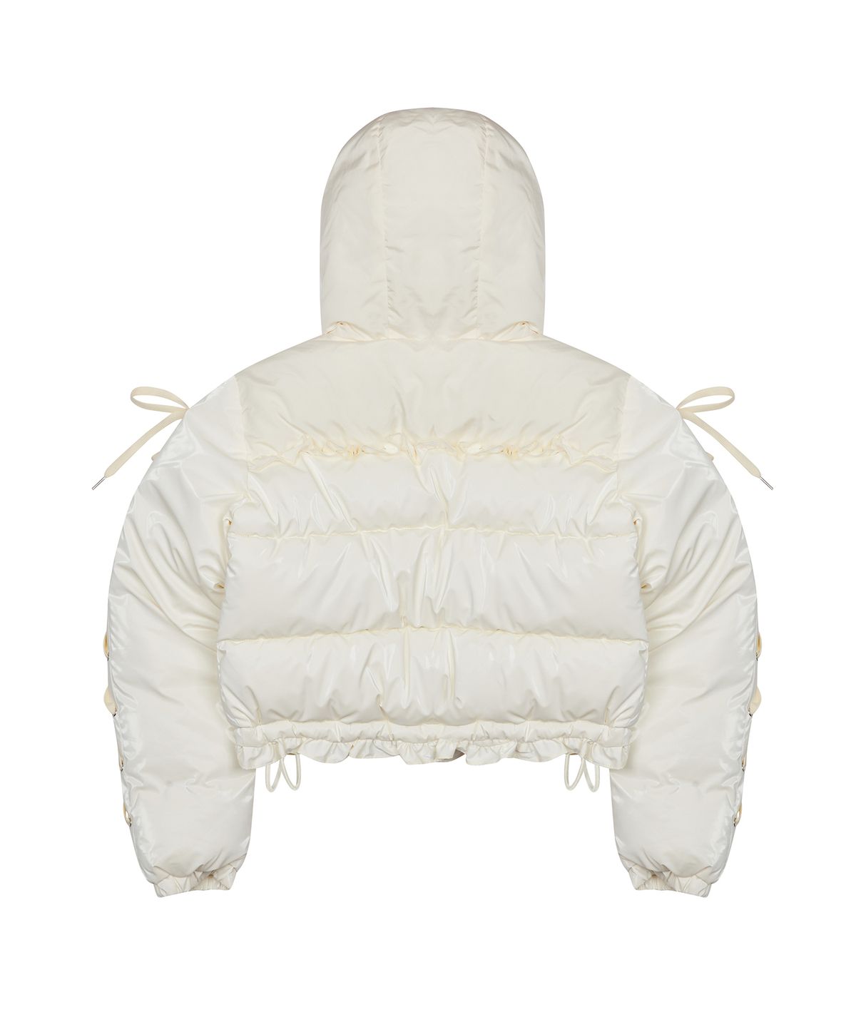 러브이즈트루(LUVISTRUE) AM RIBBON FRILL PUFFER JACKET(IVORY)