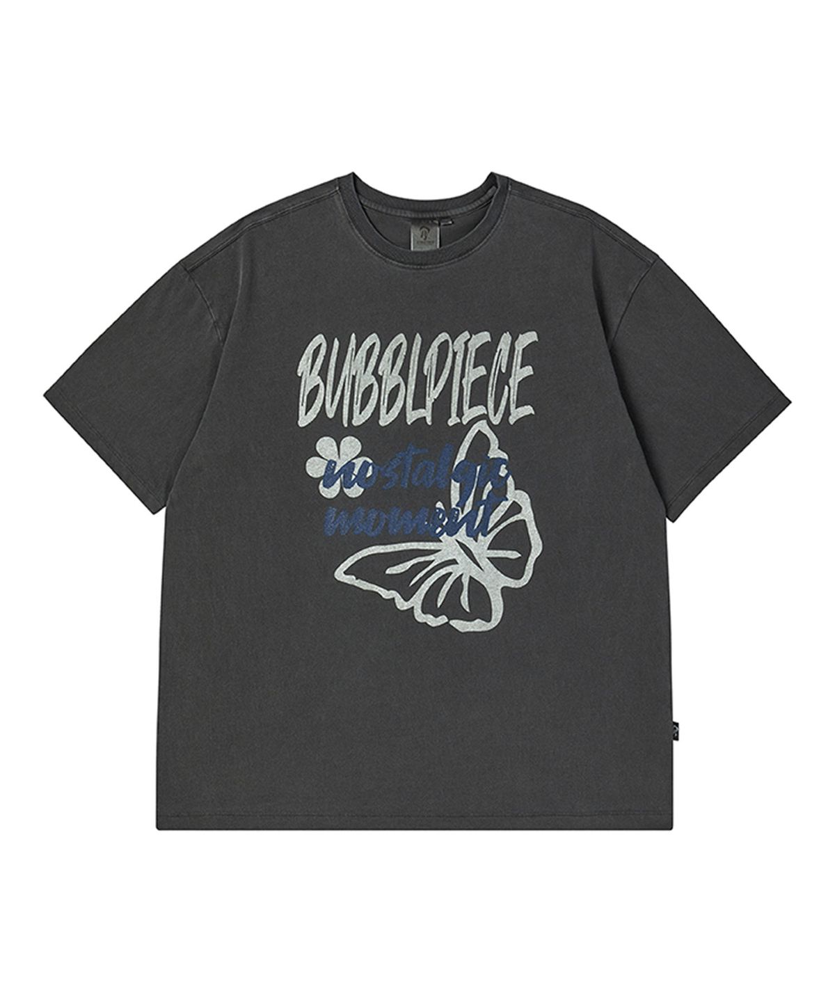 버블피스(BUBBLPIECE) 버블피스 버터플라이 피그먼트 티셔츠_차콜