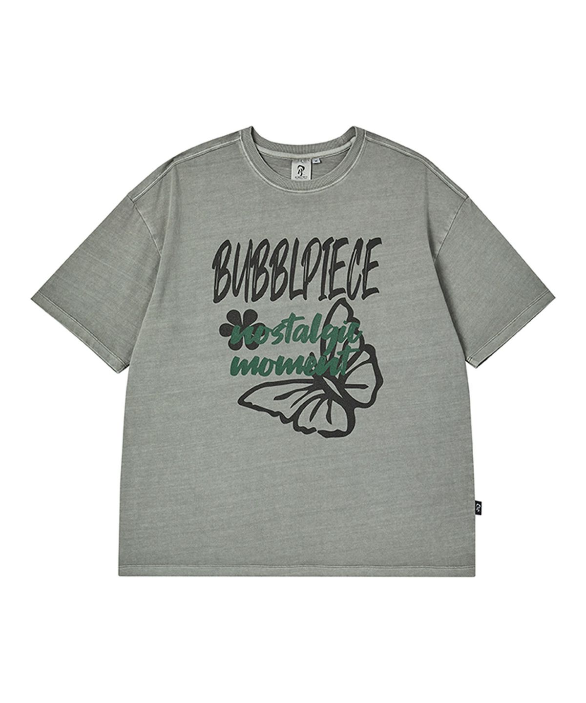 버블피스(BUBBLPIECE) 버블피스 버터플라이 피그먼트 티셔츠_라이트그레이