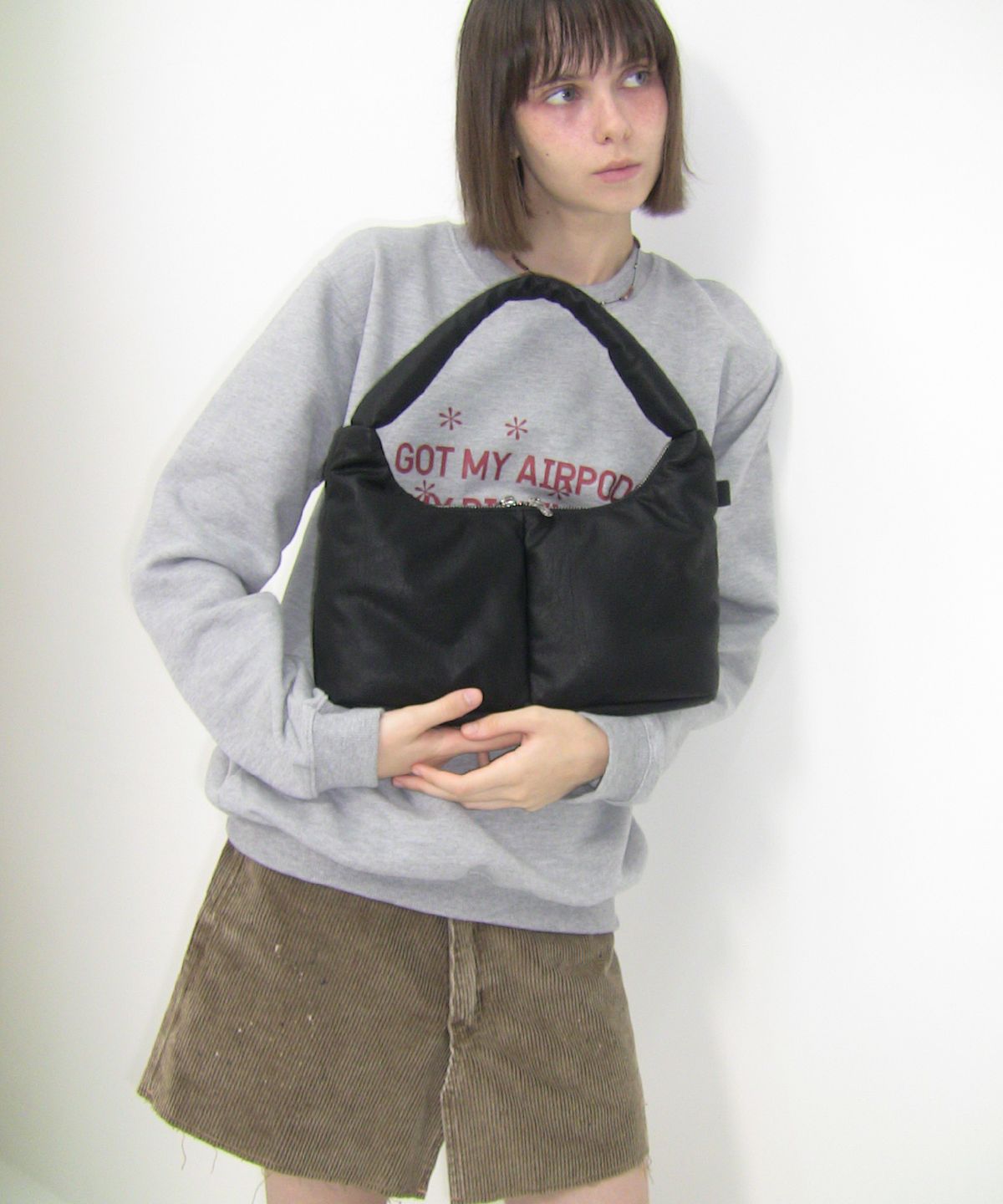 필인더블랭크(FILLINTHEBLANK) Soft Basket Hobo Bag (S)(black)