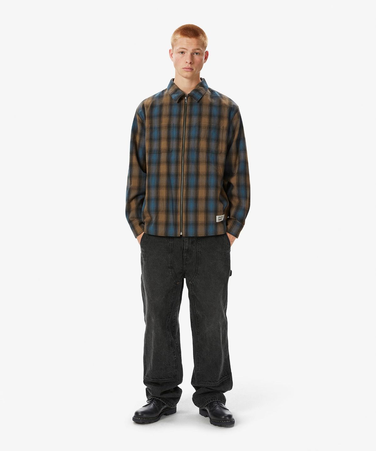 디스이즈네버댓(THISISNEVERTHAT) GORE-TEX WINDSTOPPER® Shaggy Check Shirt Blue