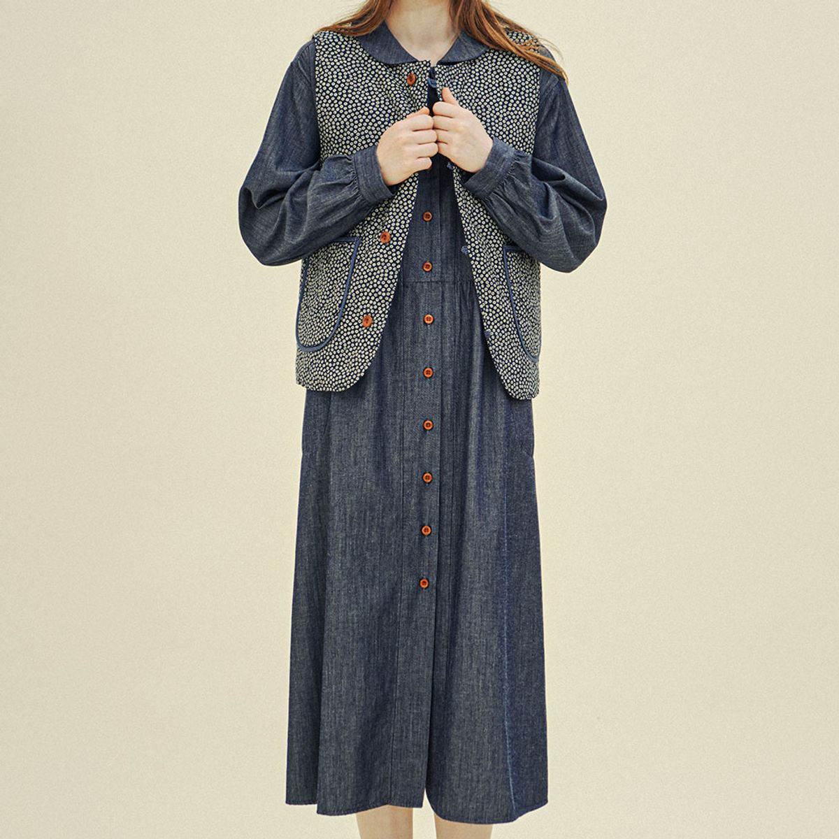 치키타(CHIQUITA) 셔츠 원피스 (데님텐셀) 인디고 243201DID