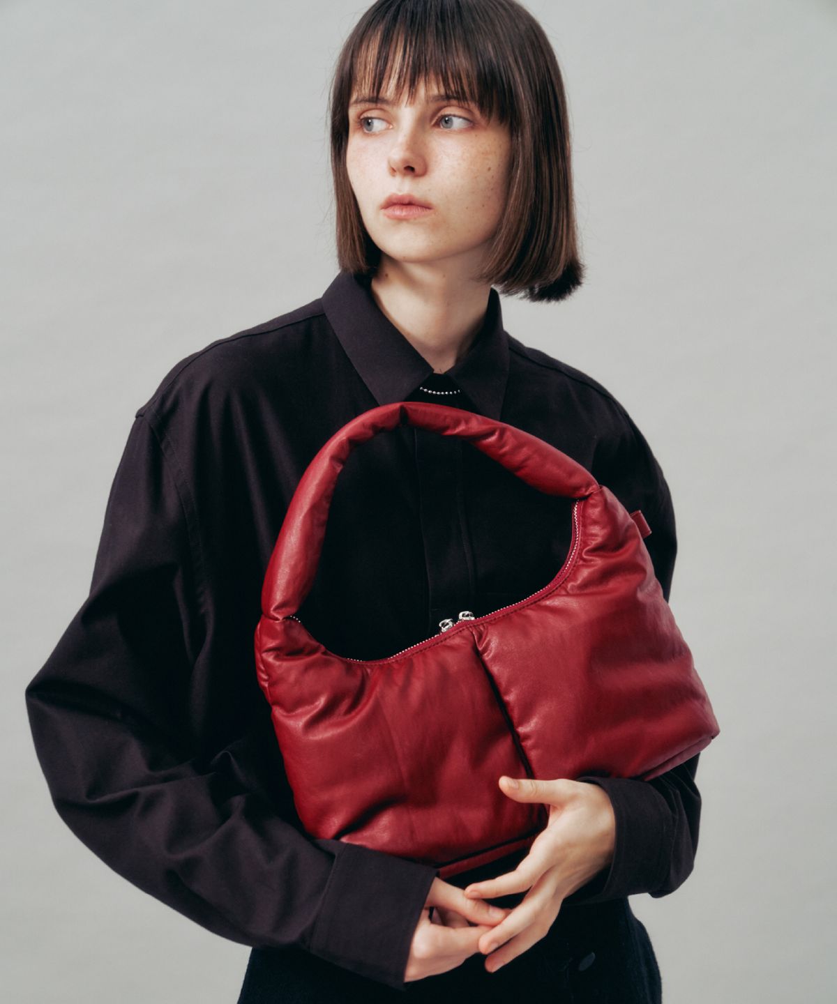 필인더블랭크(FILLINTHEBLANK) Soft Basket Hobo Bag (S)(burgundy)