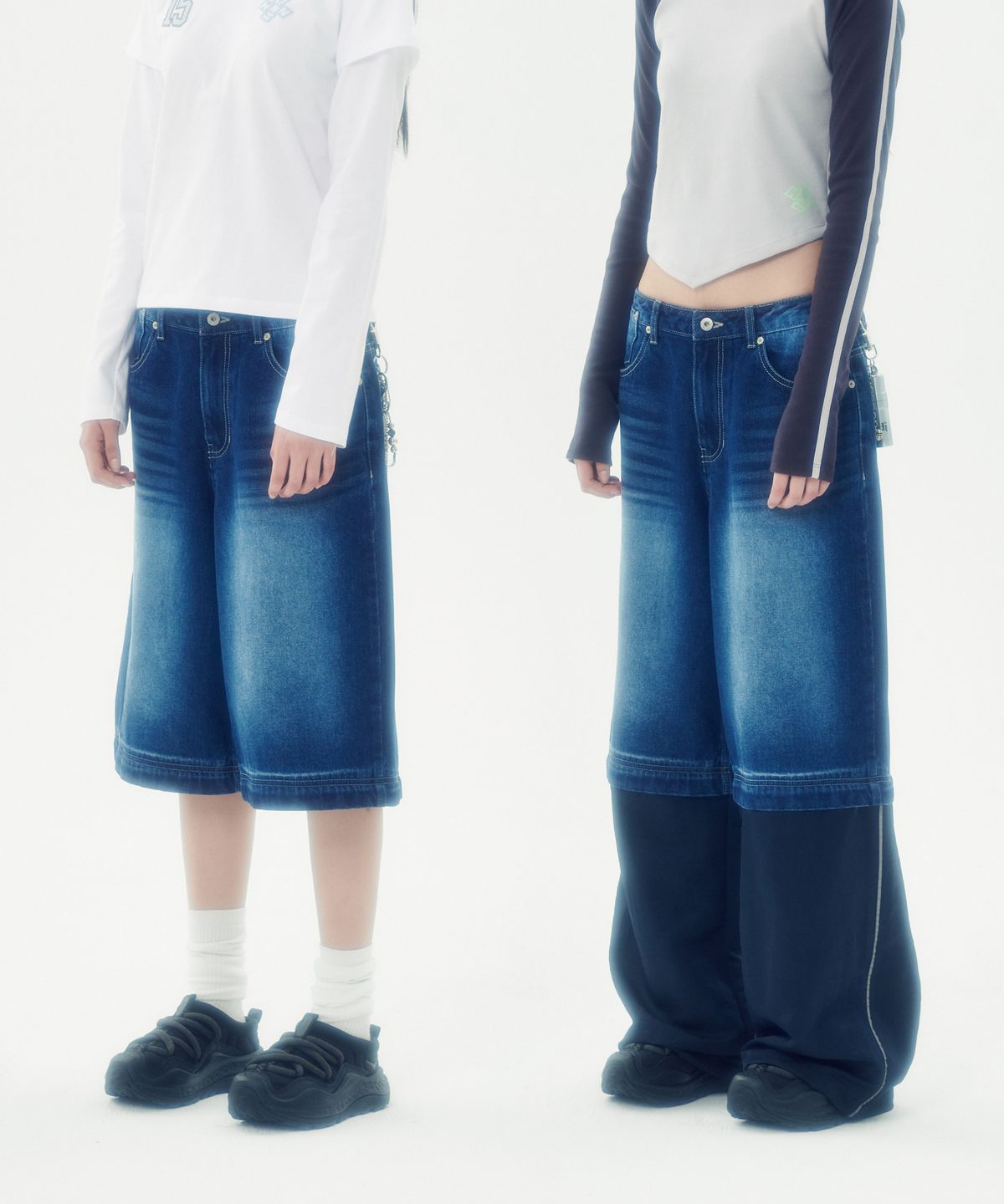 러닝하이(RUNNINGHIGH) 디테쳐블 투웨이 데님 팬츠 [블루]