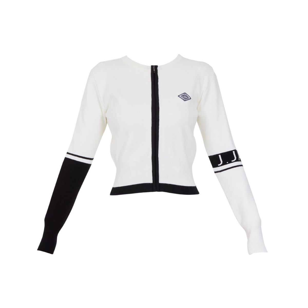 제이제인(J.JANE) 컬러 라인 니트 집업 가디건 (Black)