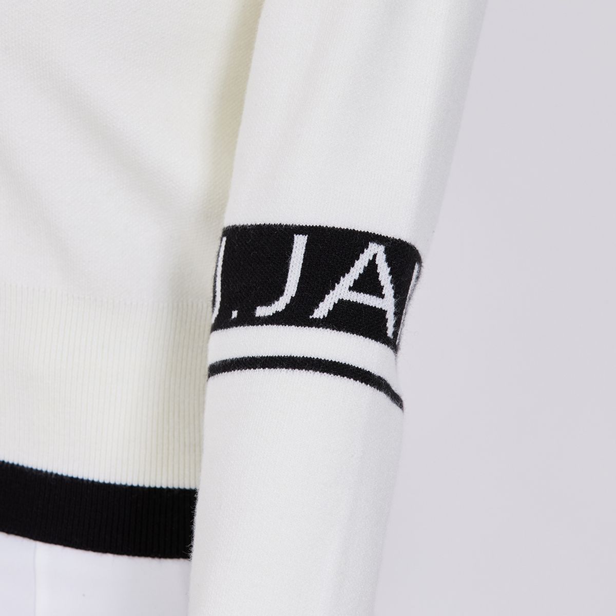 제이제인(J.JANE) 컬러 라인 니트 집업 가디건 (Black)