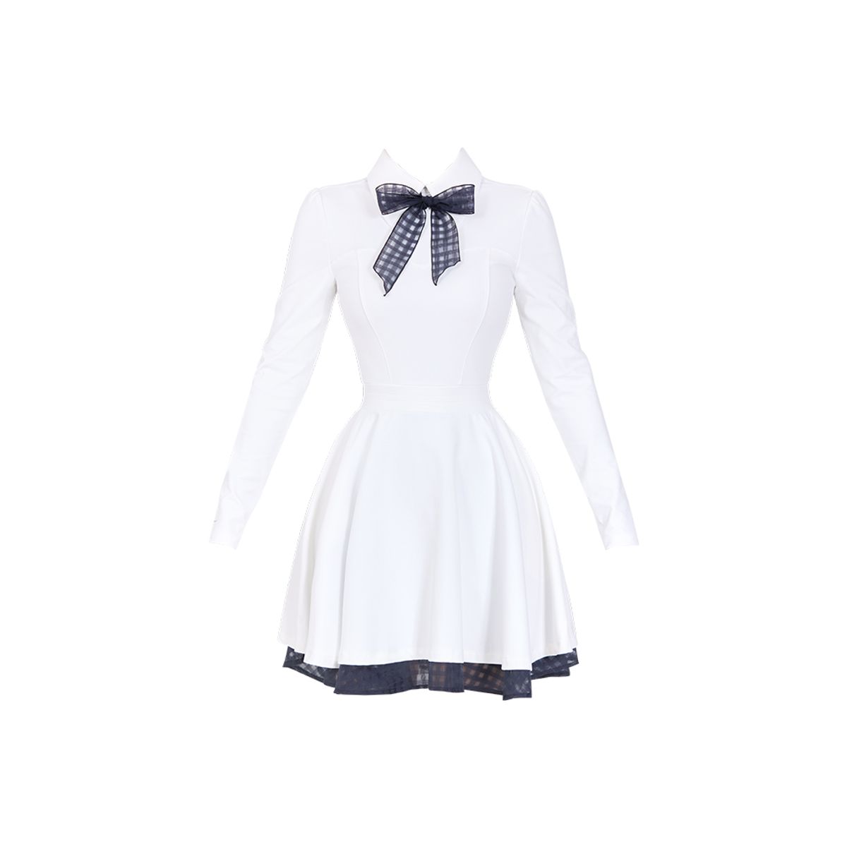 제이제인(J.JANE) 클래식 배색 리본 플레어 원피스 (White)