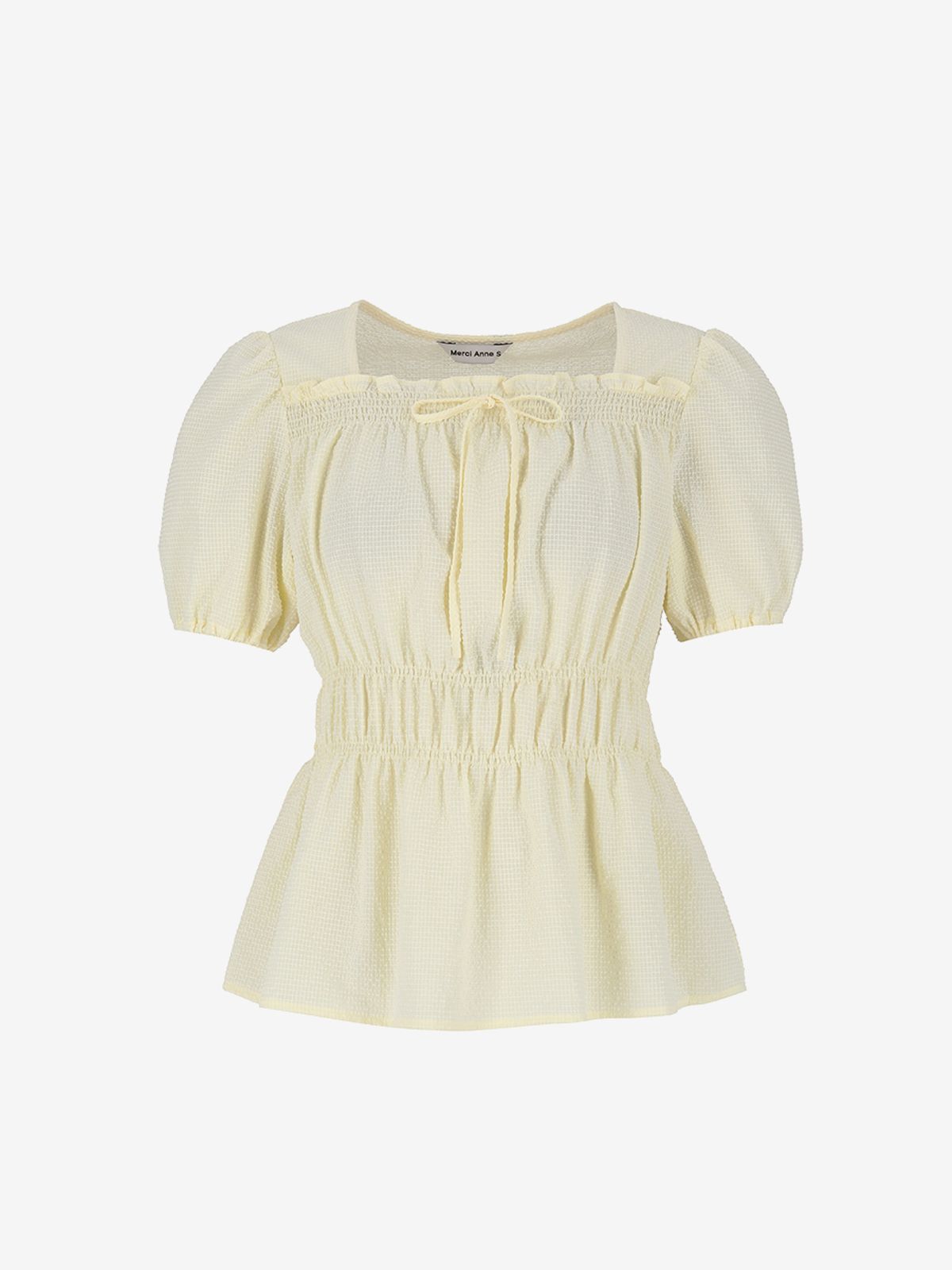 메르시앤에스(MERCIANNES) Ribbon Detail Smoking Blouse_SA4SSN3