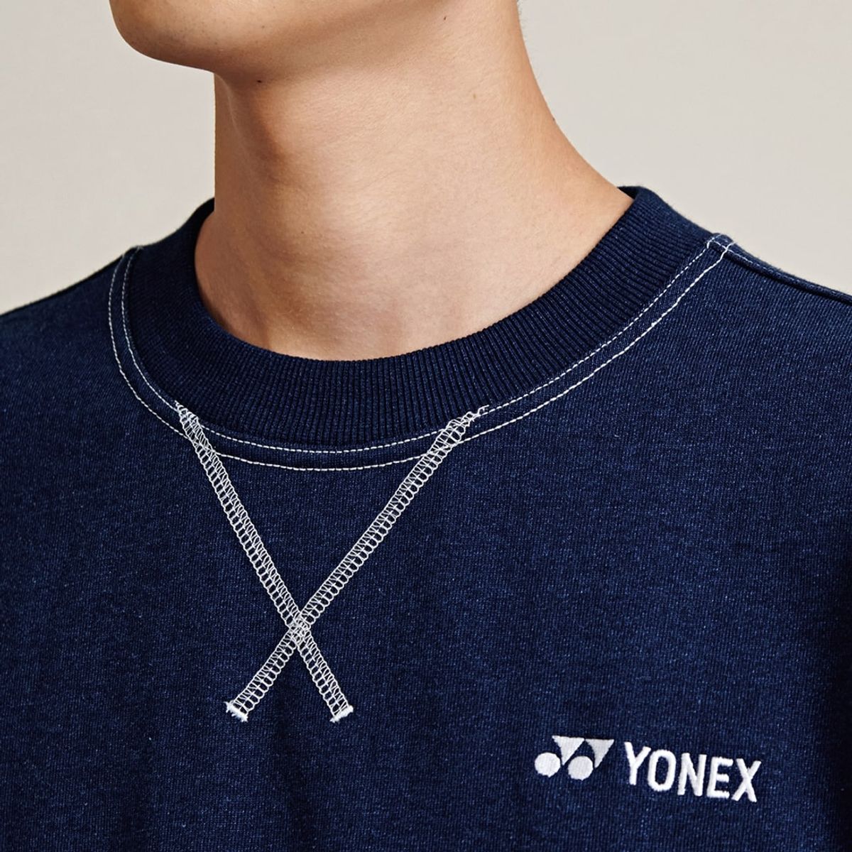 요넥스(YONEX) 245TL009U 데님/멜란지 그레이 공용 캐주얼 감성 맨투맨 티셔츠