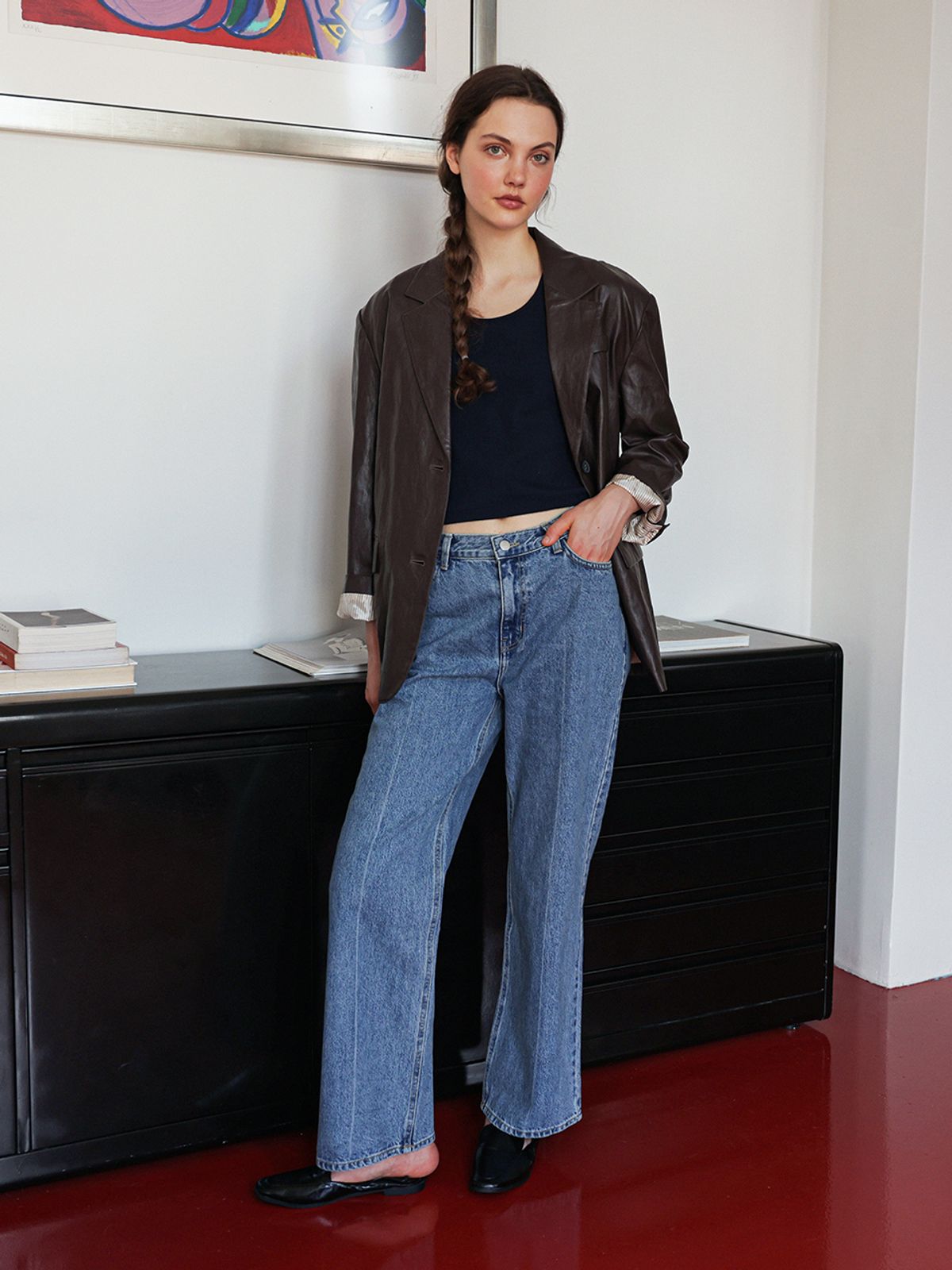 랭앤루(LANGNLU) ANNA Faux Leather Jacket(애나)_BROWN