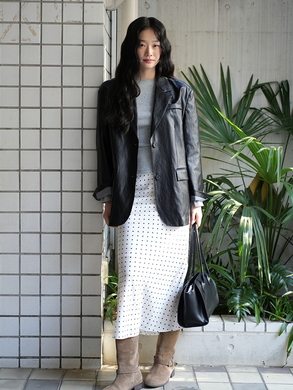 랭앤루(LANGNLU) ANNA Faux Leather Jacket(애나)_BLACK
