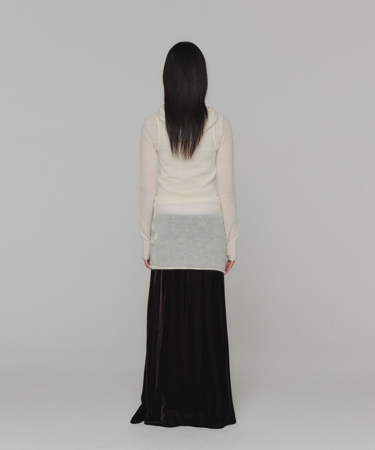 아모멘토(AMOMENTO) SHEER HOODED KNIT_IVORY