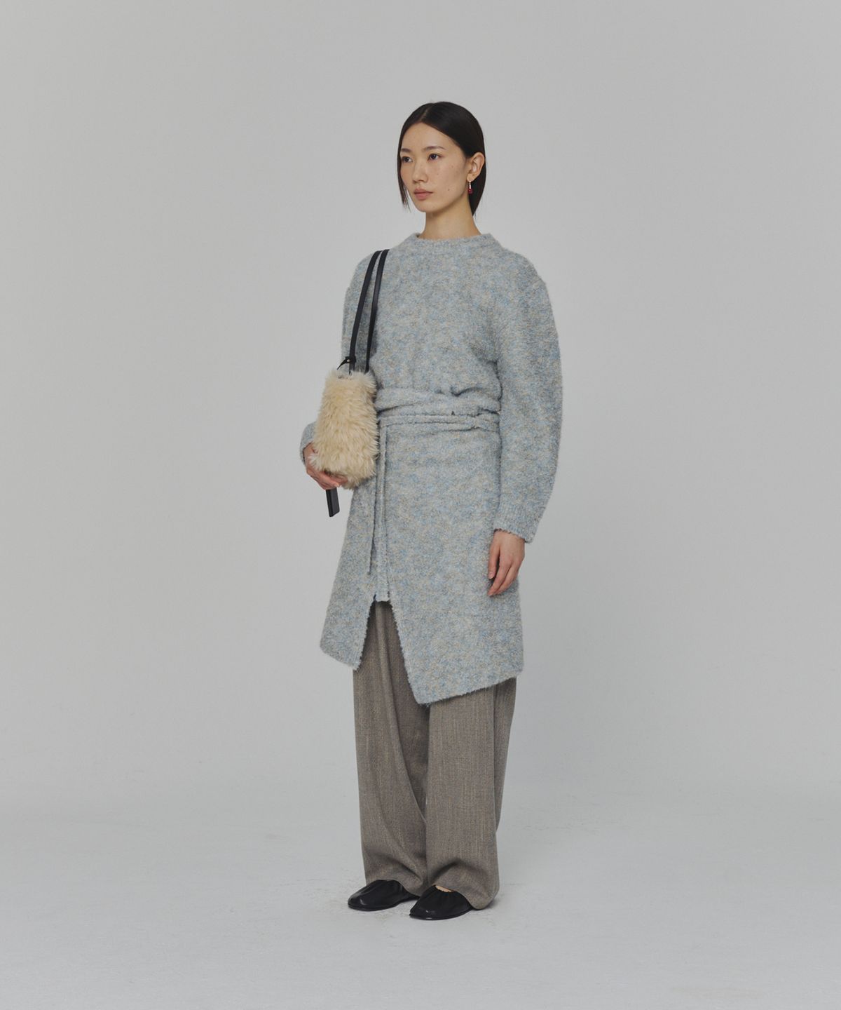 아모멘토(AMOMENTO) MIX BOUCLE WRAP SKIRT_BLUE