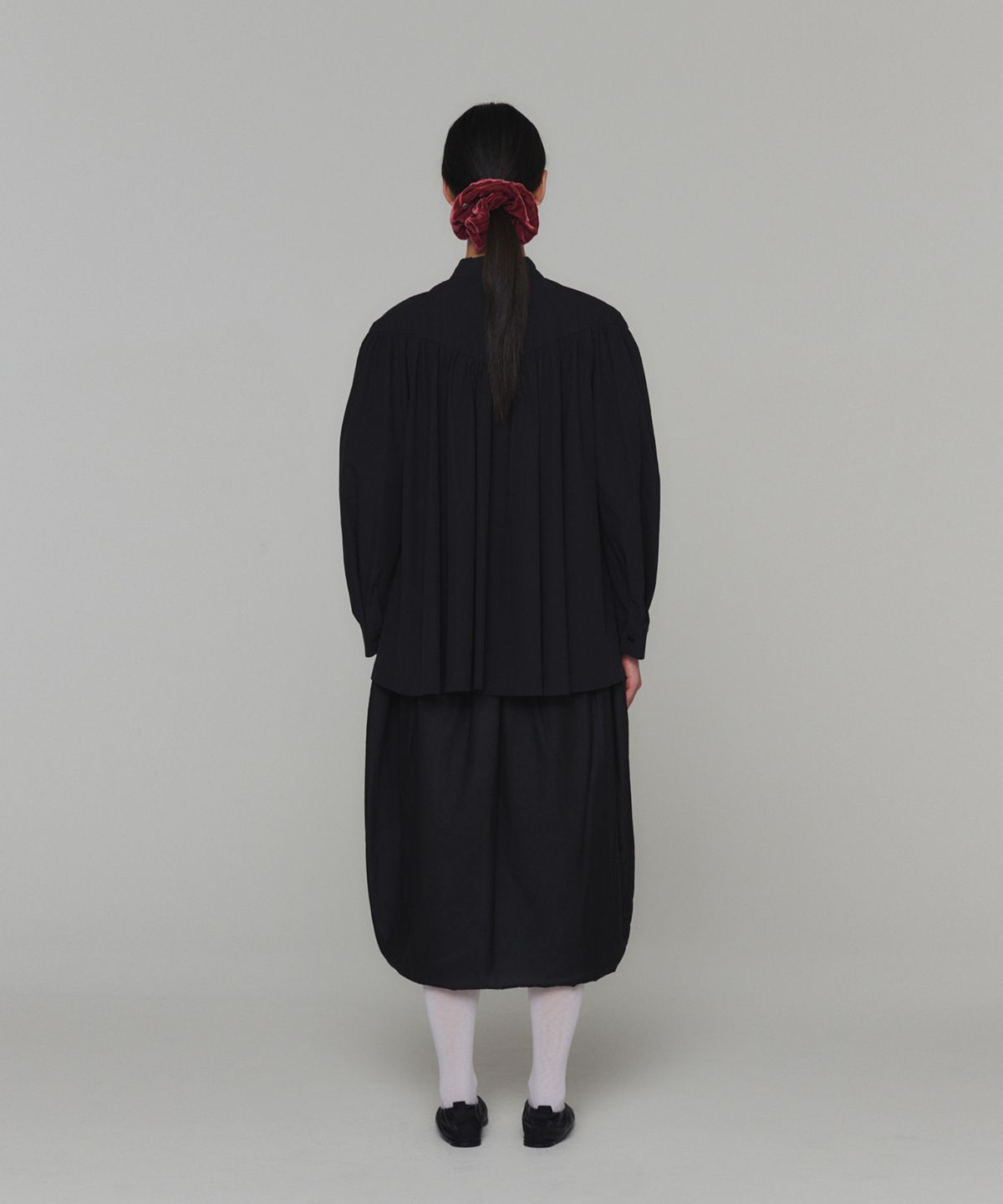 아모멘토(AMOMENTO) SHEER PADDED BALLOON DRESS_BLACK