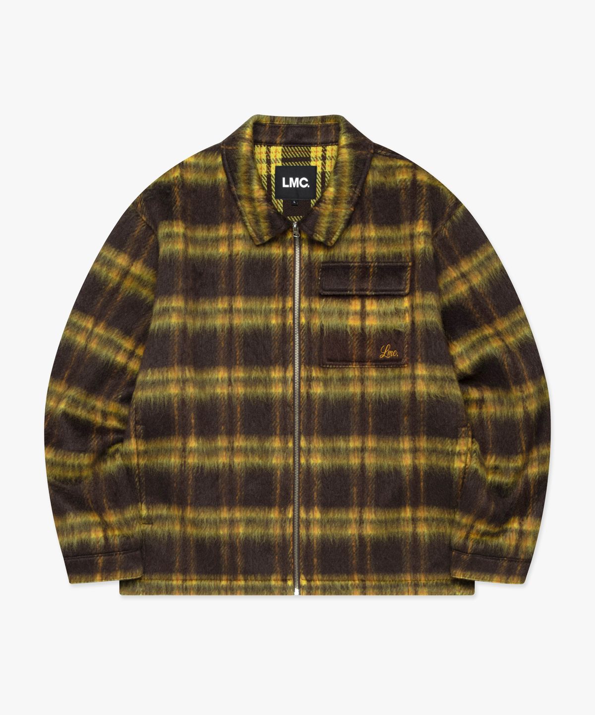 엘엠씨(LMC) BRUSHED CHECK ZIP UP SHIRT brown