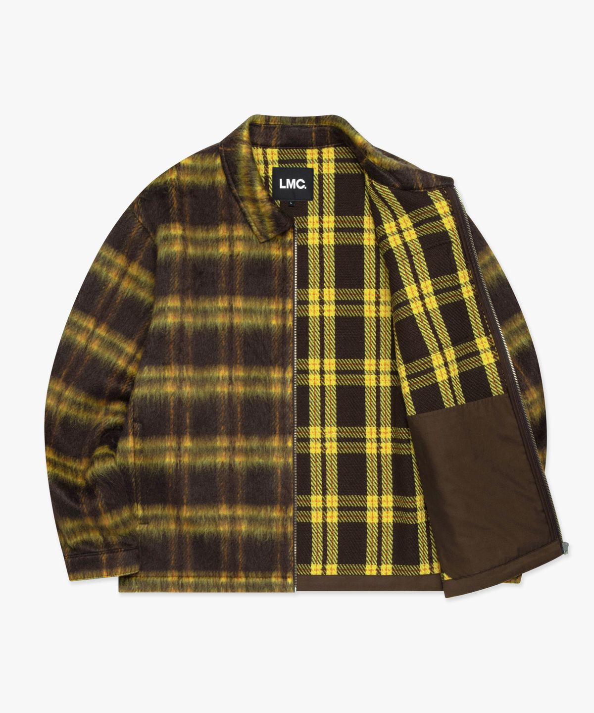 엘엠씨(LMC) BRUSHED CHECK ZIP UP SHIRT brown