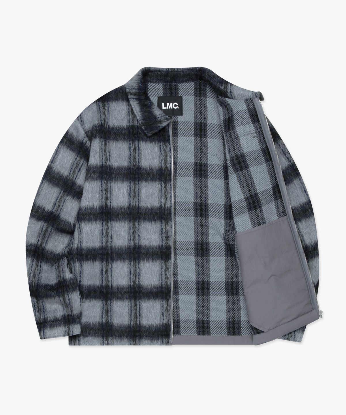엘엠씨(LMC) BRUSHED CHECK ZIP UP SHIRT gray