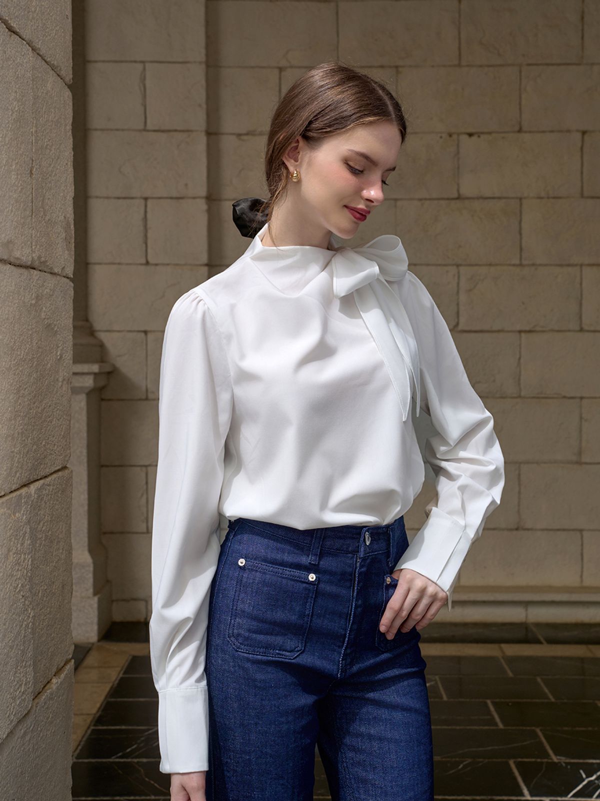 랭앤루(LANGNLU) IVY Tie Blouse(아이비)_IVORY