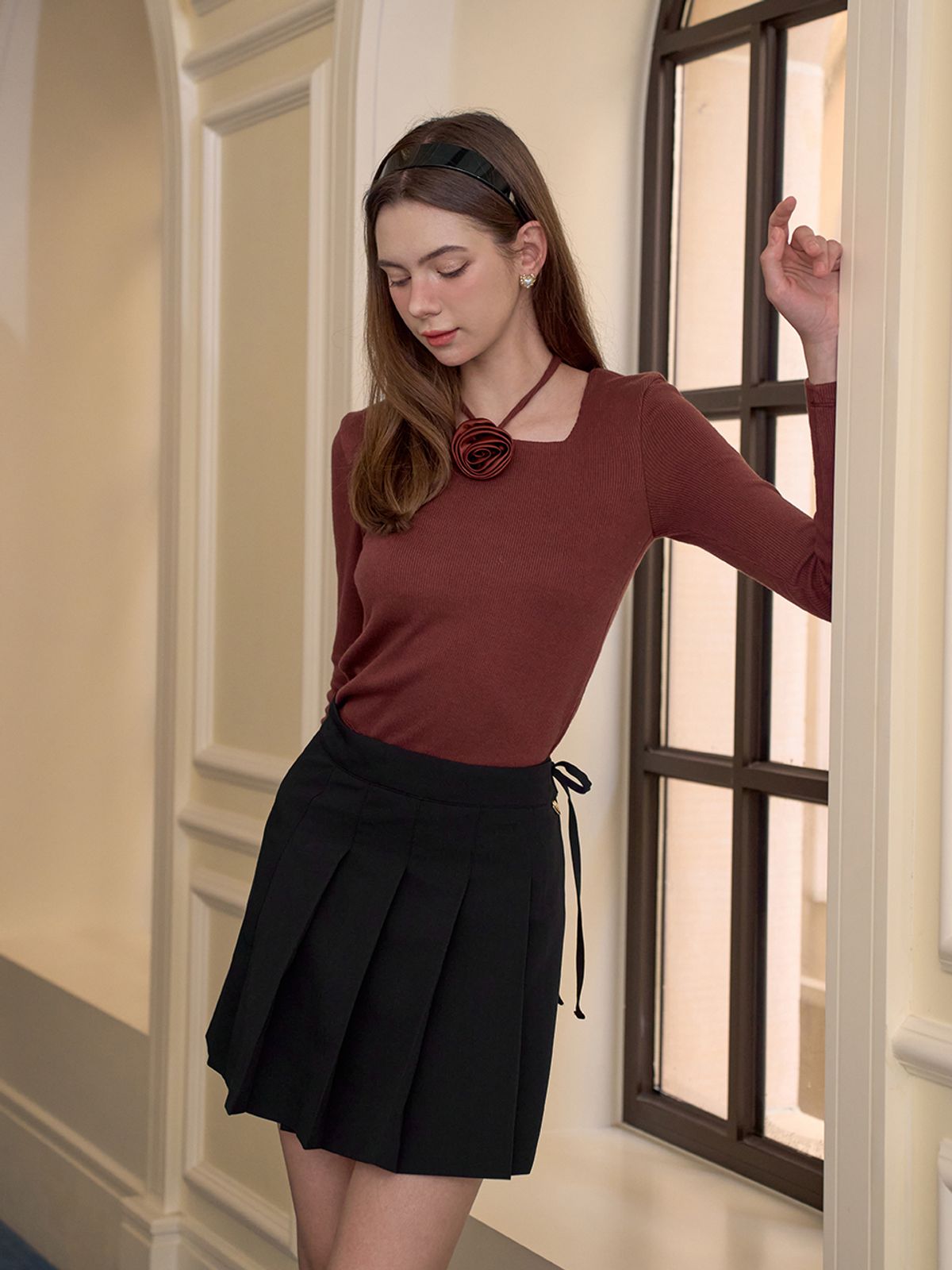 랭앤루(LANGNLU) PEONY Square Neck Top(피오니)_BROWN
