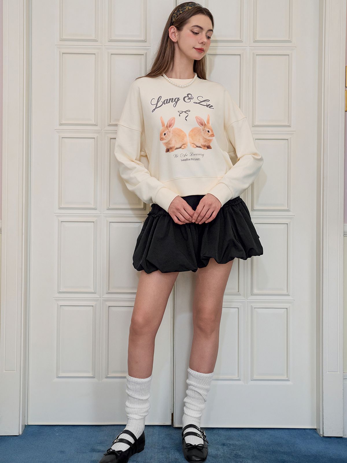 랭앤루(LANGNLU) LIKE BUNNY Sweatshirt(라이크 바니)_LIGHT YELLOW
