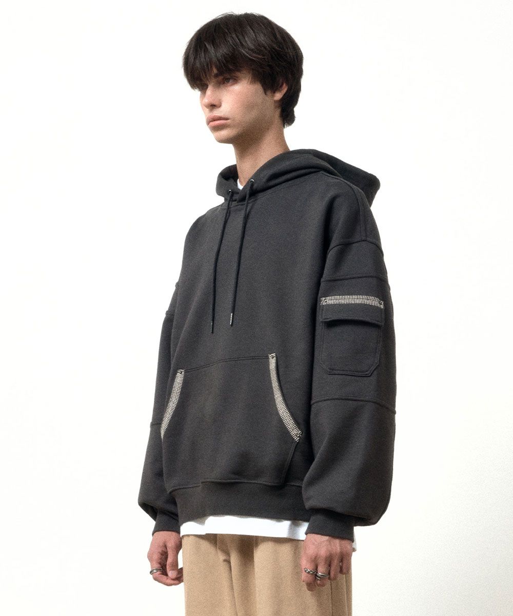 【MAISON MINED】23FW★ OBLIQUE PATCH HOODIE MUSINSA | MAISON MINED OBLIQUE PATCH HOODIE D/GREY