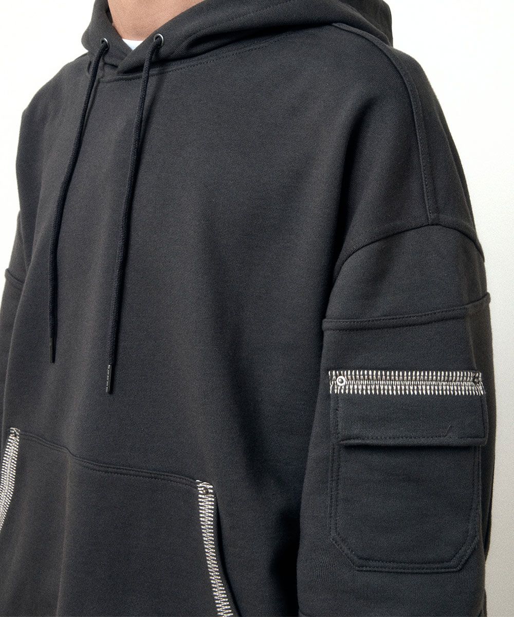 【MAISON MINED】24FW★ OBLIQUE PATCH HOODIE MUSINSA | MAISON MINED OBLIQUE PATCH HOODIE D/GREY
