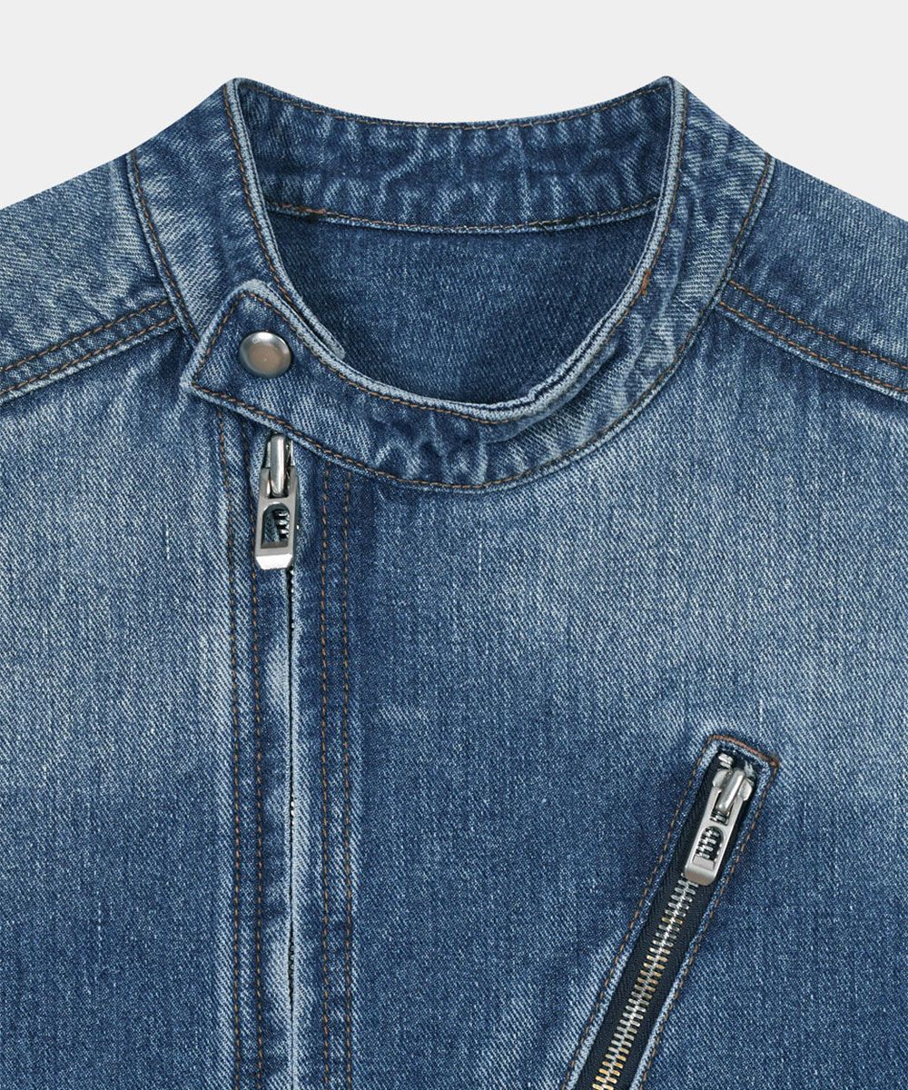 【MAISON MINED】24FW★ TRICEPS BIKER DENIM JACKET 메종미네드 OUTER - TRICEPS BIKER DENIM JACKET BLACK