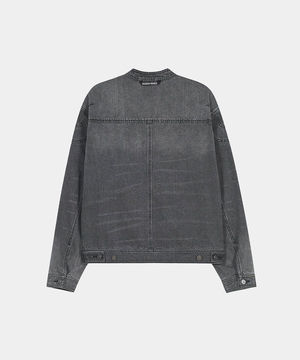 【MAISON MINED】23SS★ (W) SNAP BIKER HOOK JACKET MUSINSA | MAISON MINED SNAP BIKER DENIM JACKET GREY