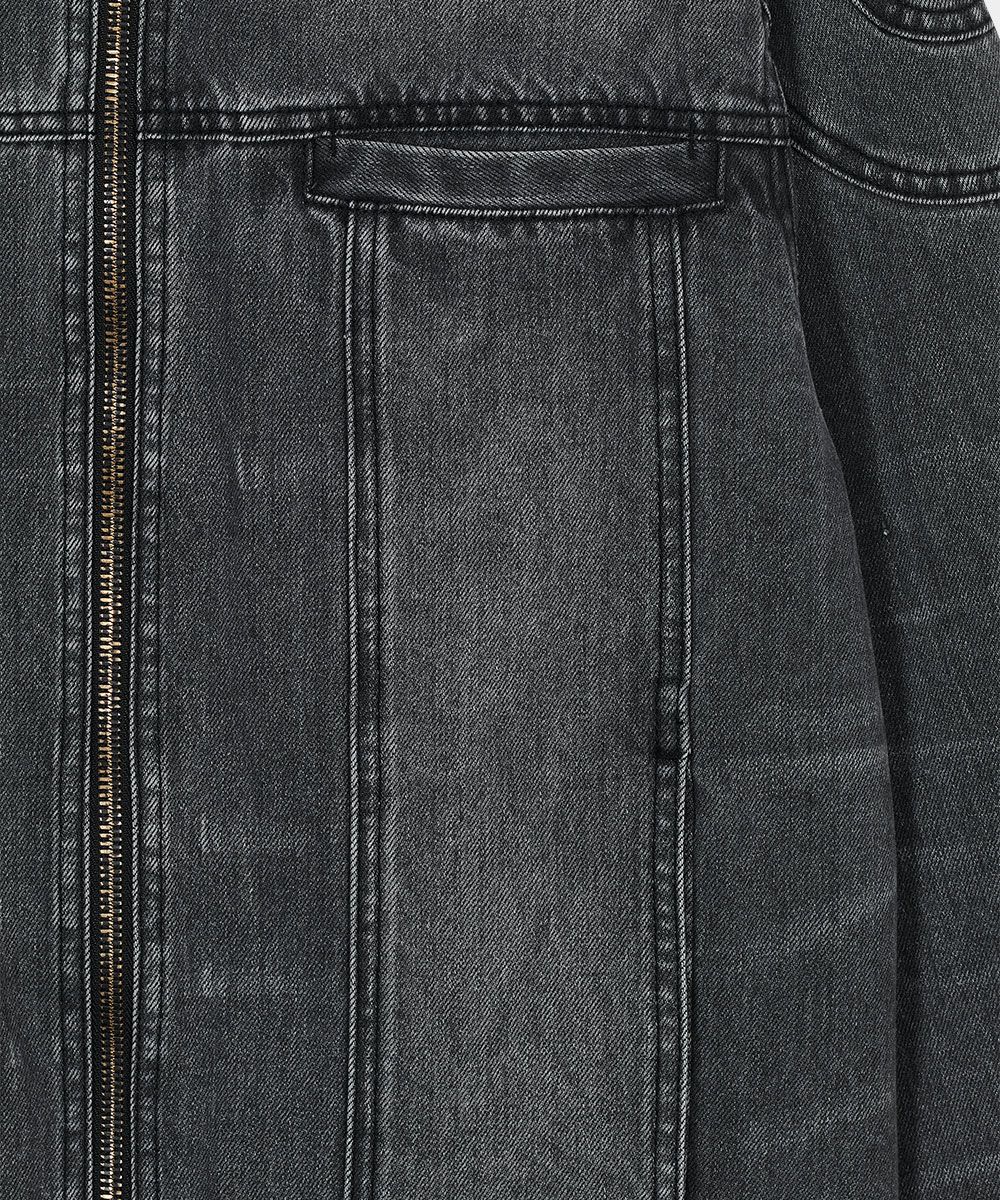 MUSINSA | MAISON MINED SNAP BIKER DENIM JACKET GREY