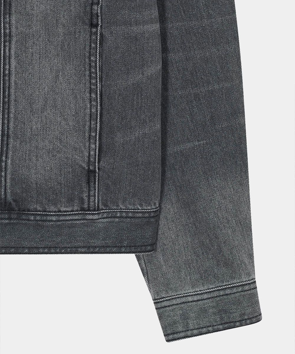 MUSINSA | MAISON MINED SNAP BIKER DENIM JACKET GREY