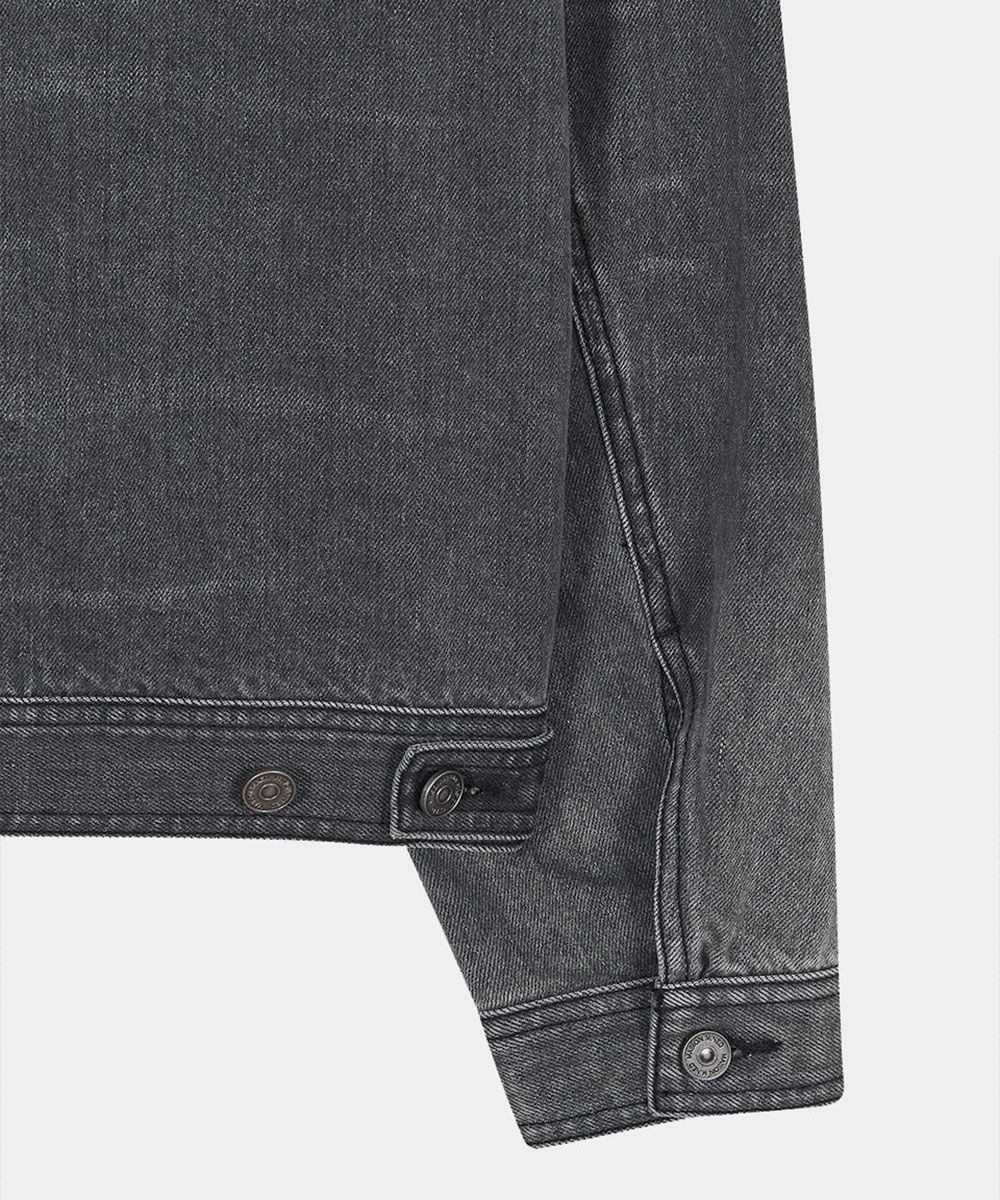 MUSINSA | MAISON MINED SNAP BIKER DENIM JACKET GREY