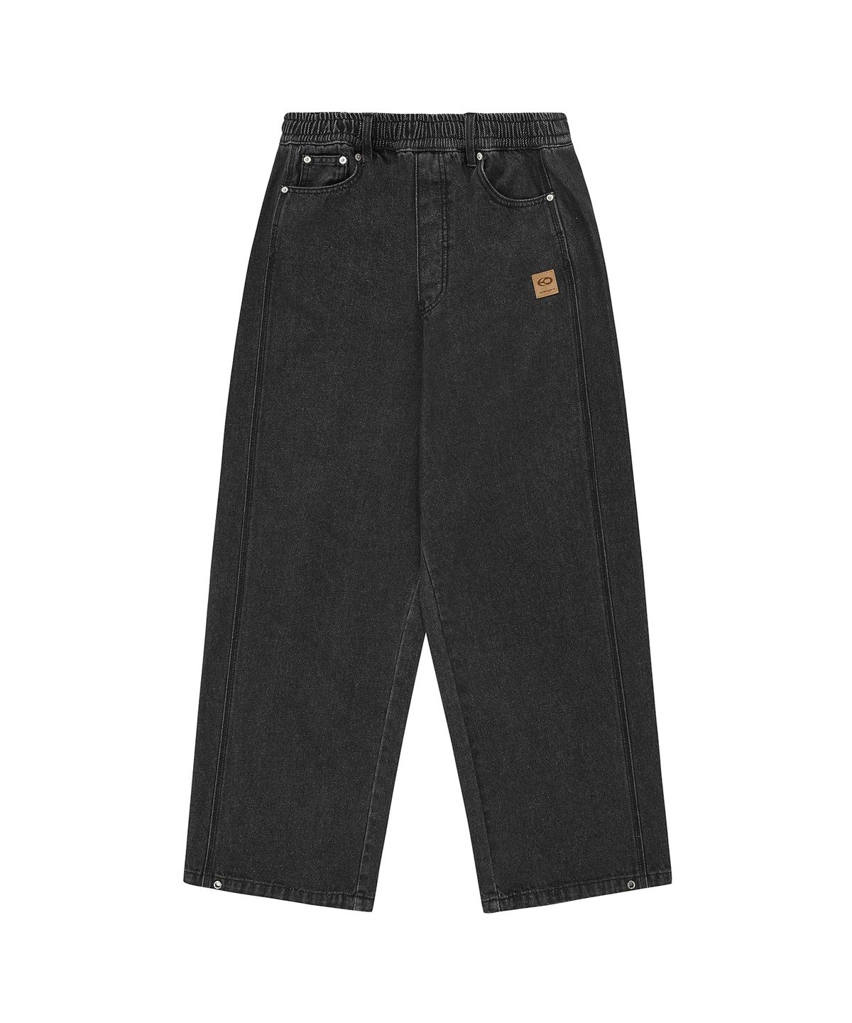 오픈야드(오와이)(OPENYARD(OY)) WASHED SNAP DENIM PANTS - BLACK