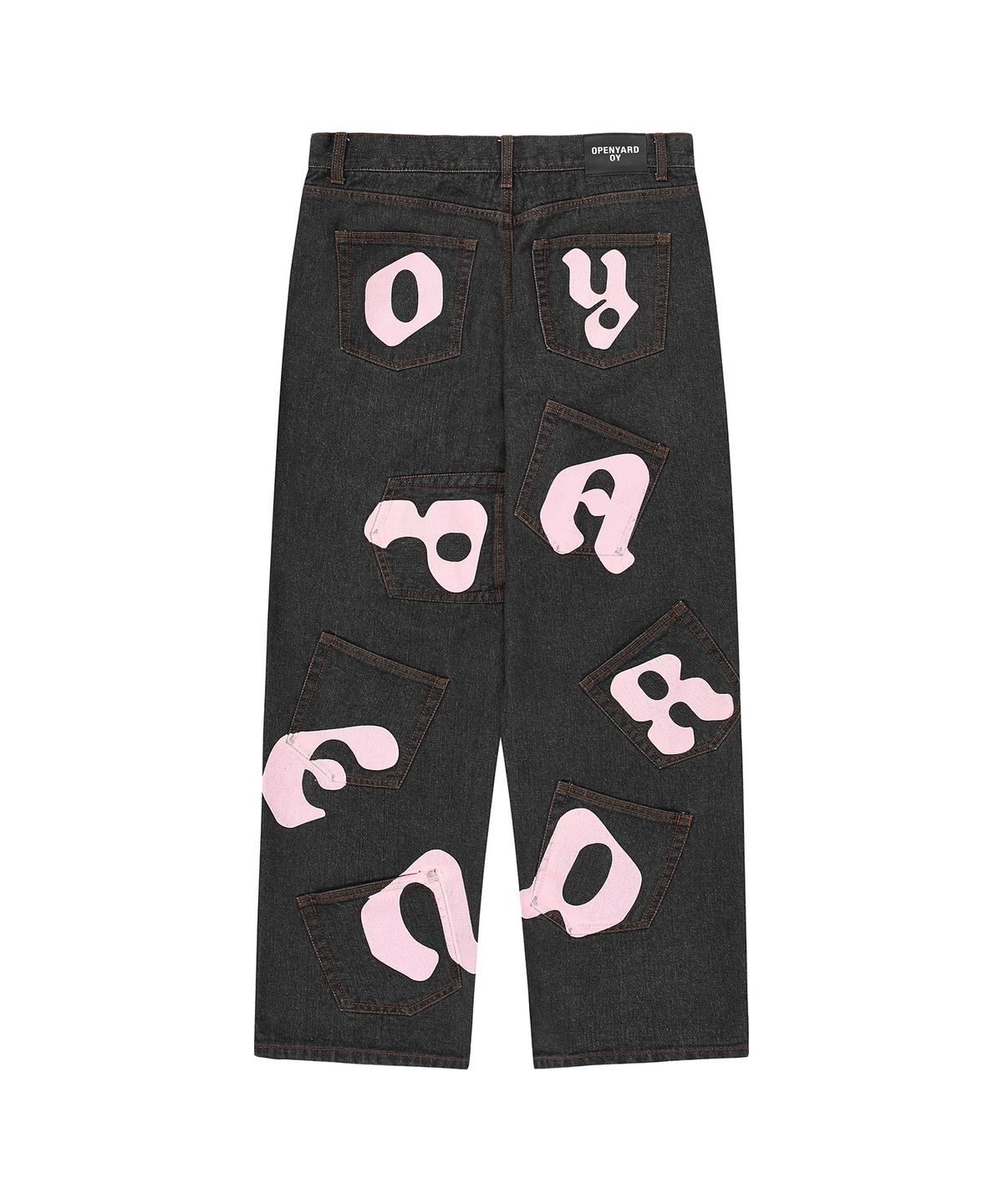 오픈야드(오와이)(OPENYARD(OY)) LOGO EIGHT POCKET DENIM BAGGY PANTS - WASHED BLACK