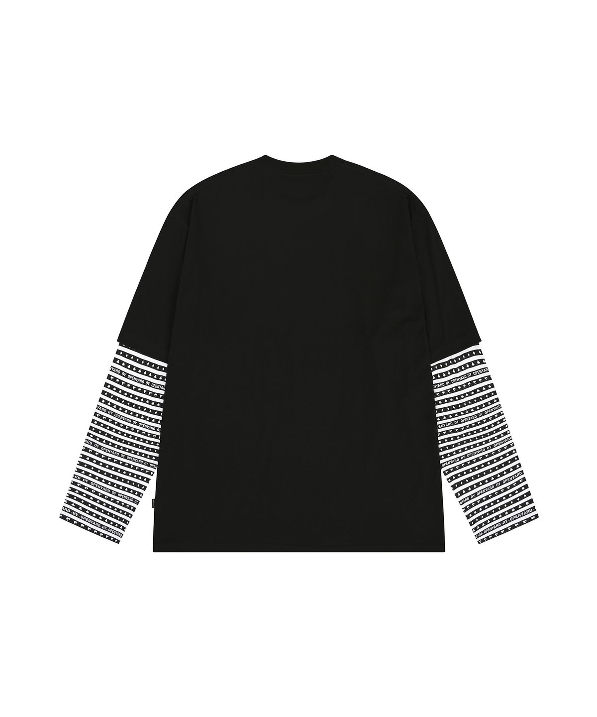 오픈야드(오와이)(OPENYARD(OY)) TRUMP STRIPE LAYERED LONG SLEEVE - BLACK