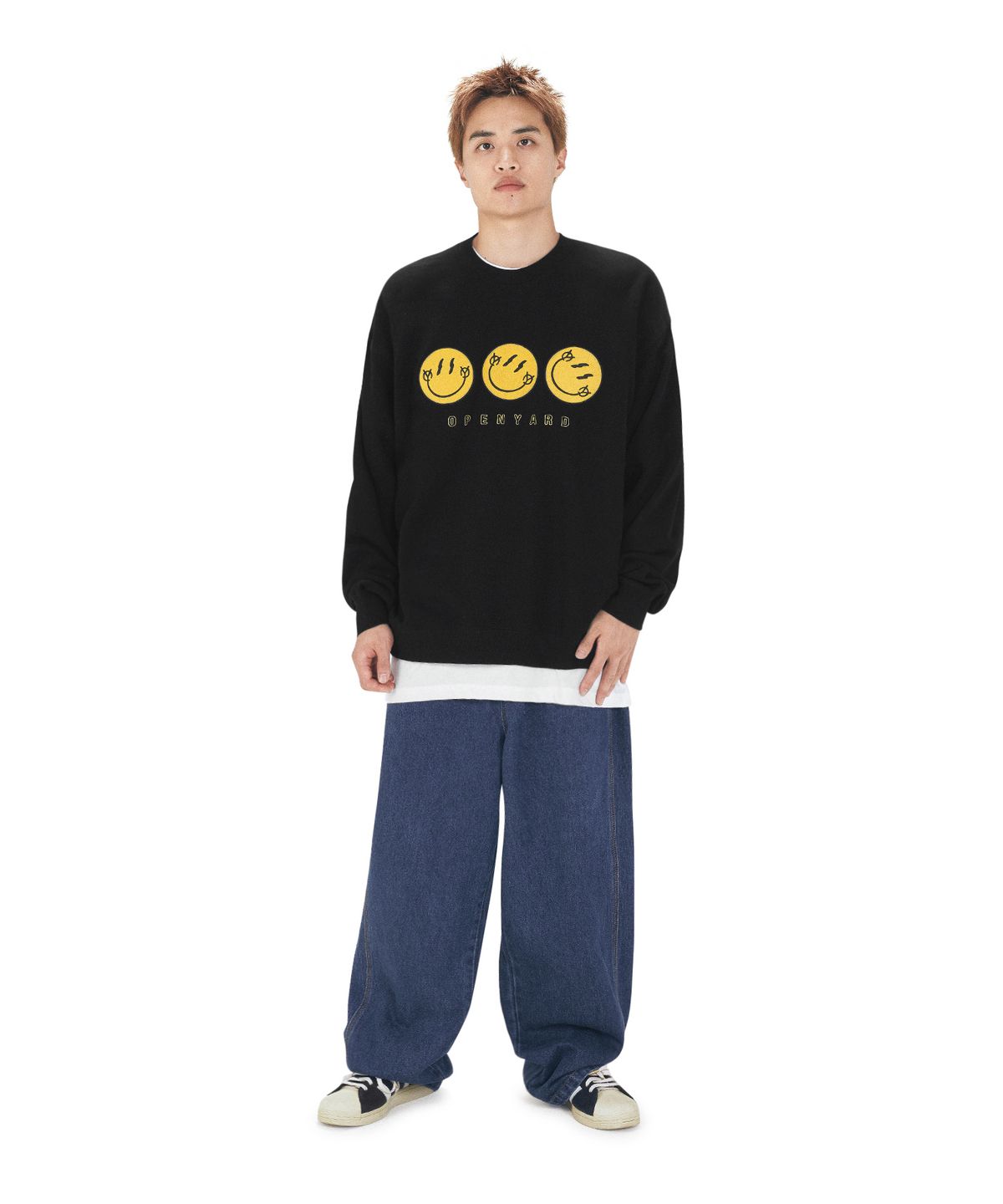 오픈야드(오와이)(OPENYARD(OY)) TRIPLE SMILE LOGO MTM - BLACK