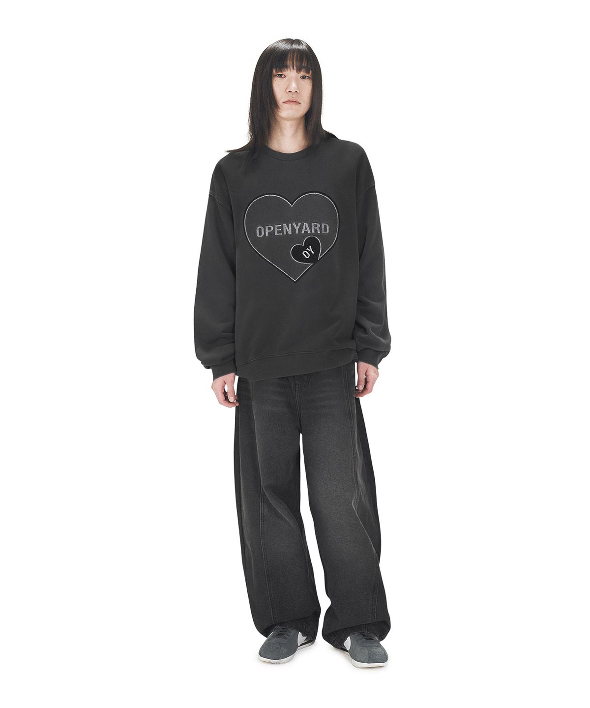 오픈야드(오와이)(OPENYARD(OY)) PIGMENT DYED HEART LOGO MTM - CHARCOAL