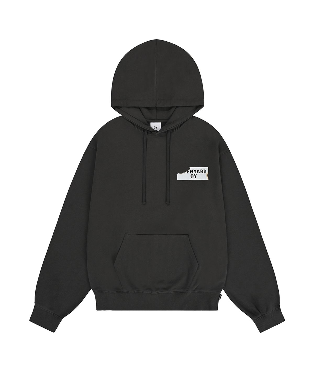 오픈야드(오와이)(OPENYARD(OY)) BURNING LOGO HOODIE - CHARCOAL