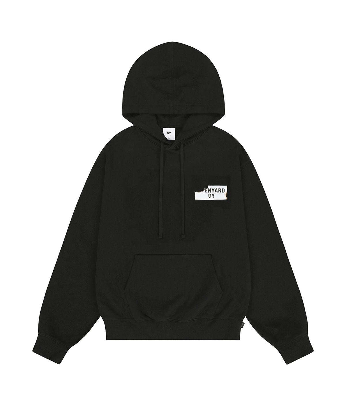 오픈야드(오와이)(OPENYARD(OY)) BURNING LOGO HOODIE - BLACK