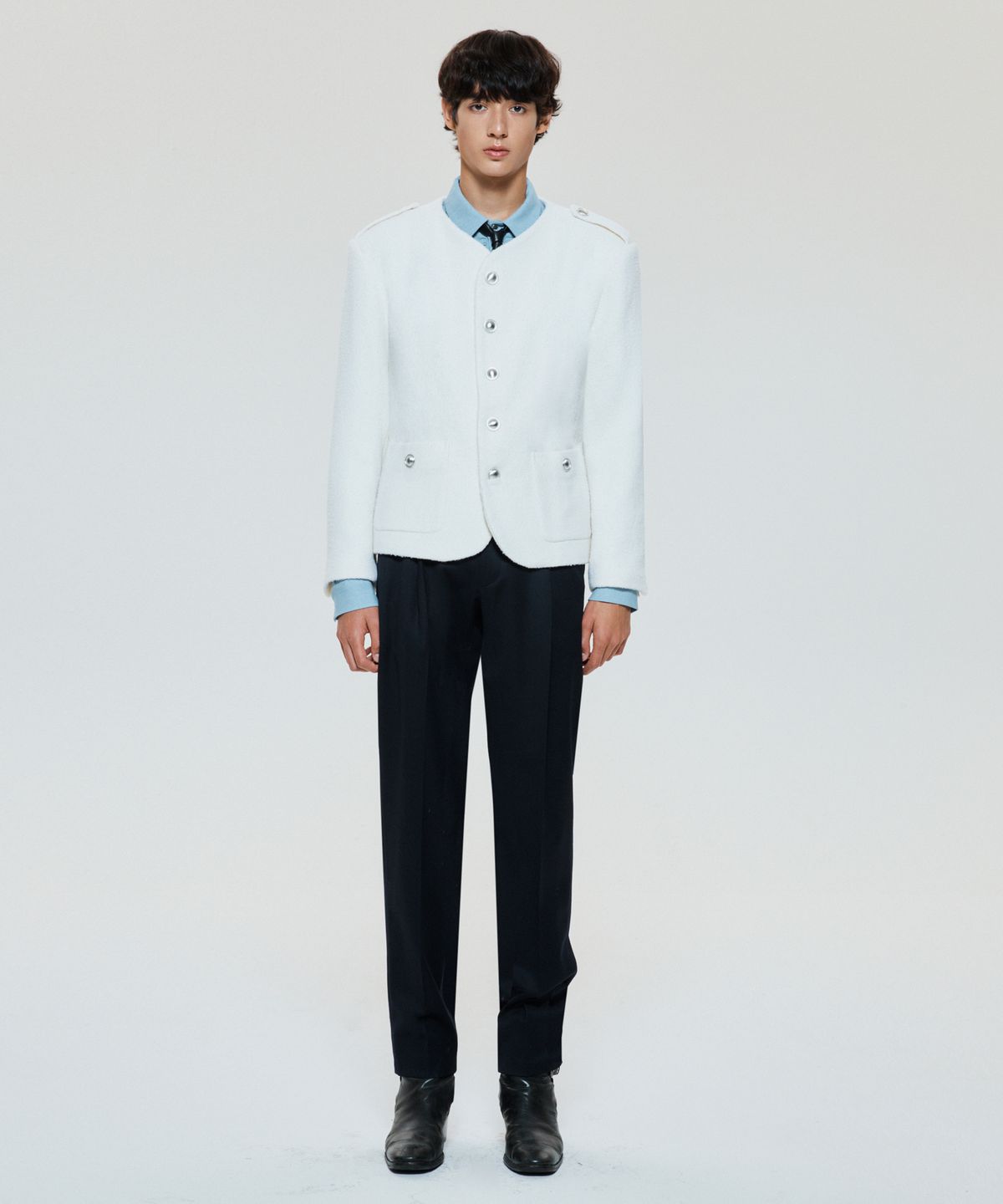 언티지(UNTAGE) 울 부클레 트위드 자켓[White(MAN)]_UTO-FB15